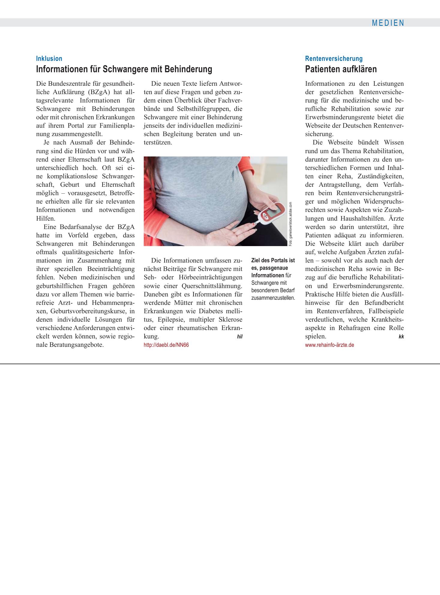 Vorschauseite 1: Rentenversicherung: Patienten aufklären – Deutsches Ärzteblatt