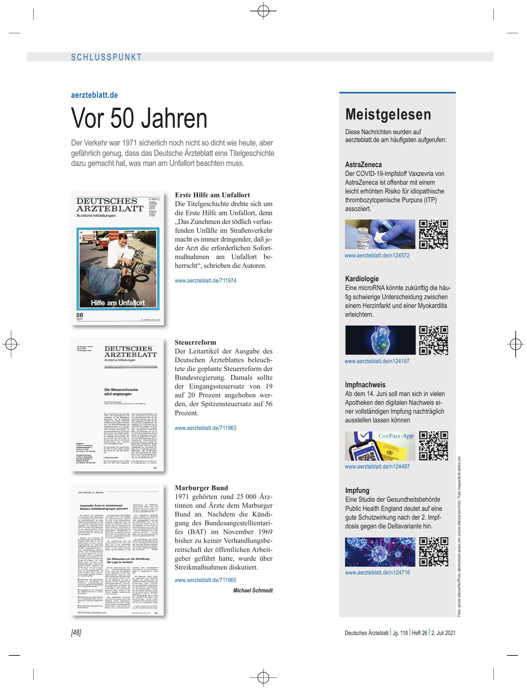 Vorschauseite 1: Meistgelesen – Deutsches Ärzteblatt