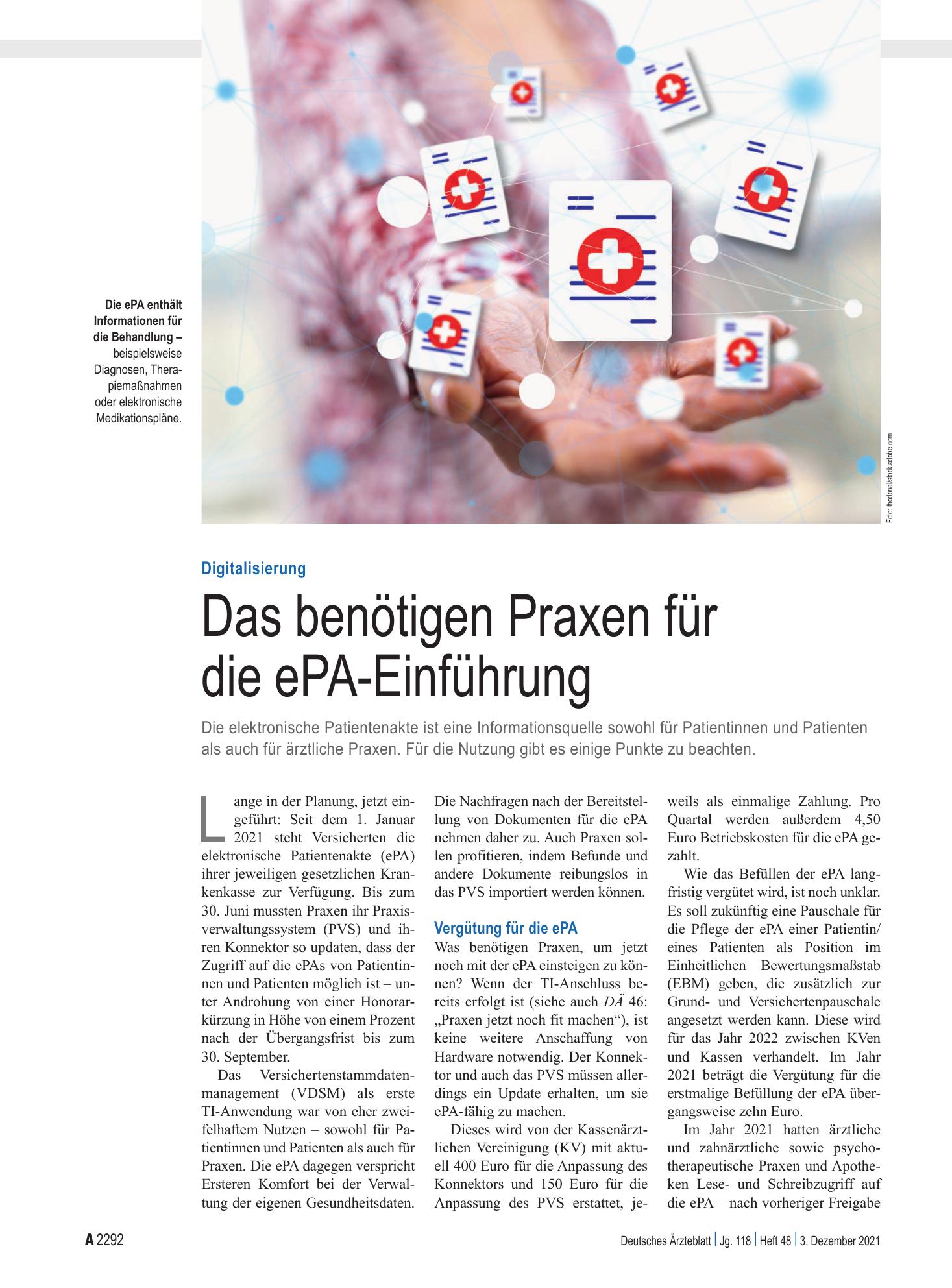 Vorschauseite 1: Digitalisierung: Das benötigen Praxen für die ePA-Einführung – Deutsches Ärzteblatt
