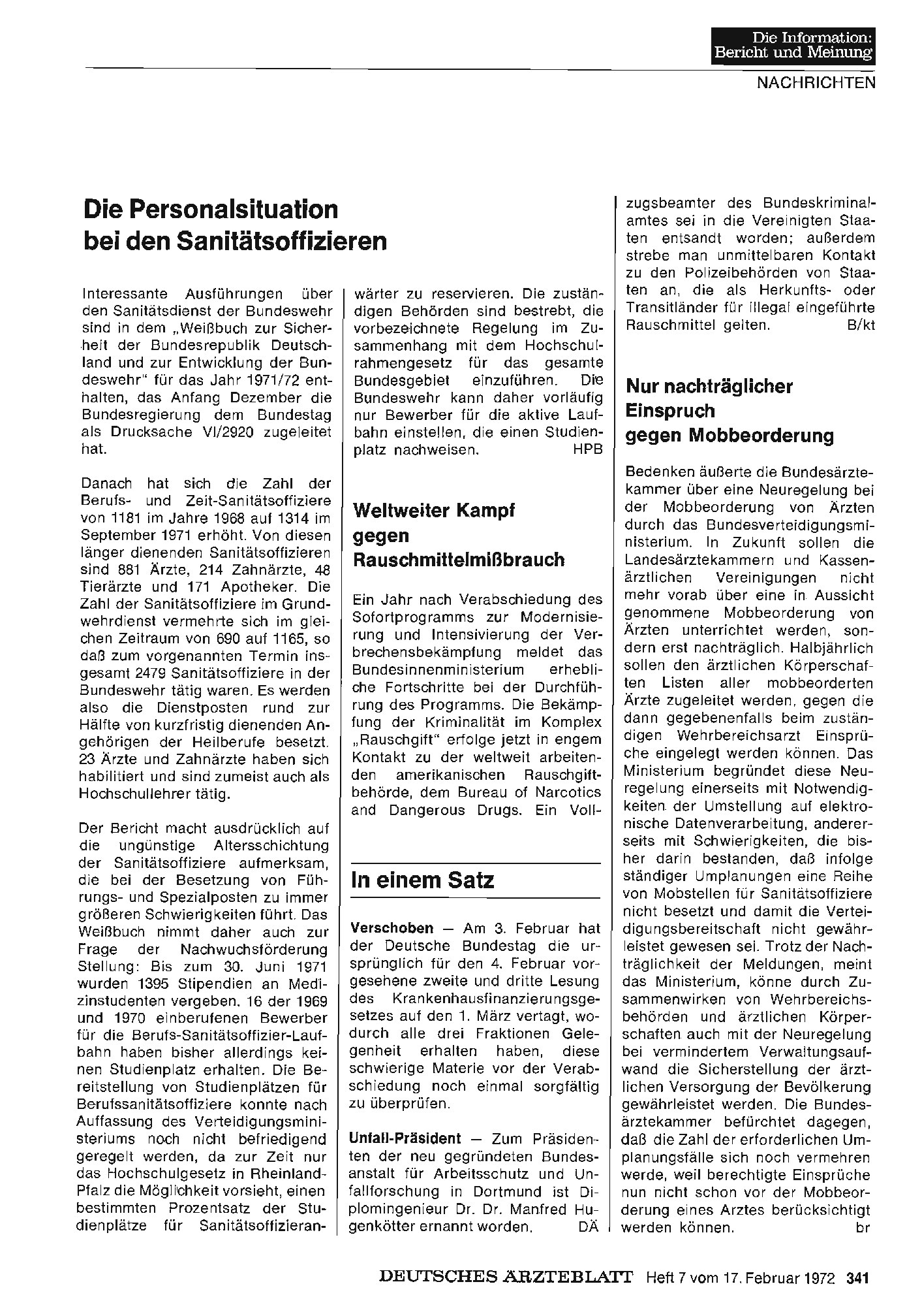 Vorschauseite 1: Die Personalsituation bei den Sanitätsoffizieren