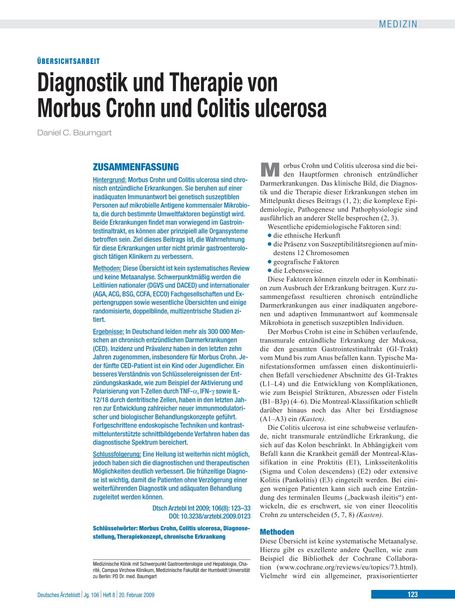 Vorschauseite 1: Diagnostik und Therapie von Morbus Crohn und Colitis ulcerosa – Deutsches Ärzteblatt