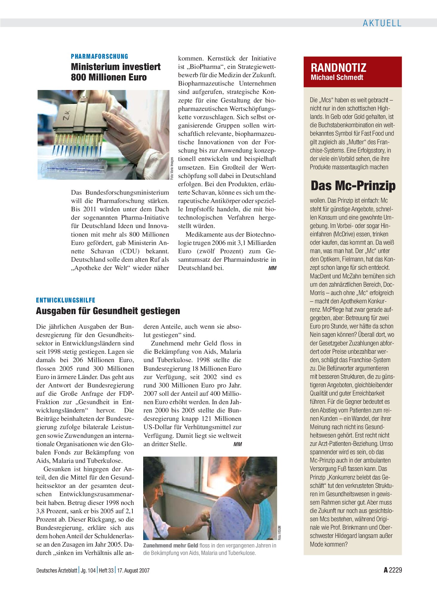 Vorschauseite 1: RANDNOTIZ: Das Mc-Prinzip – Deutsches Ärzteblatt