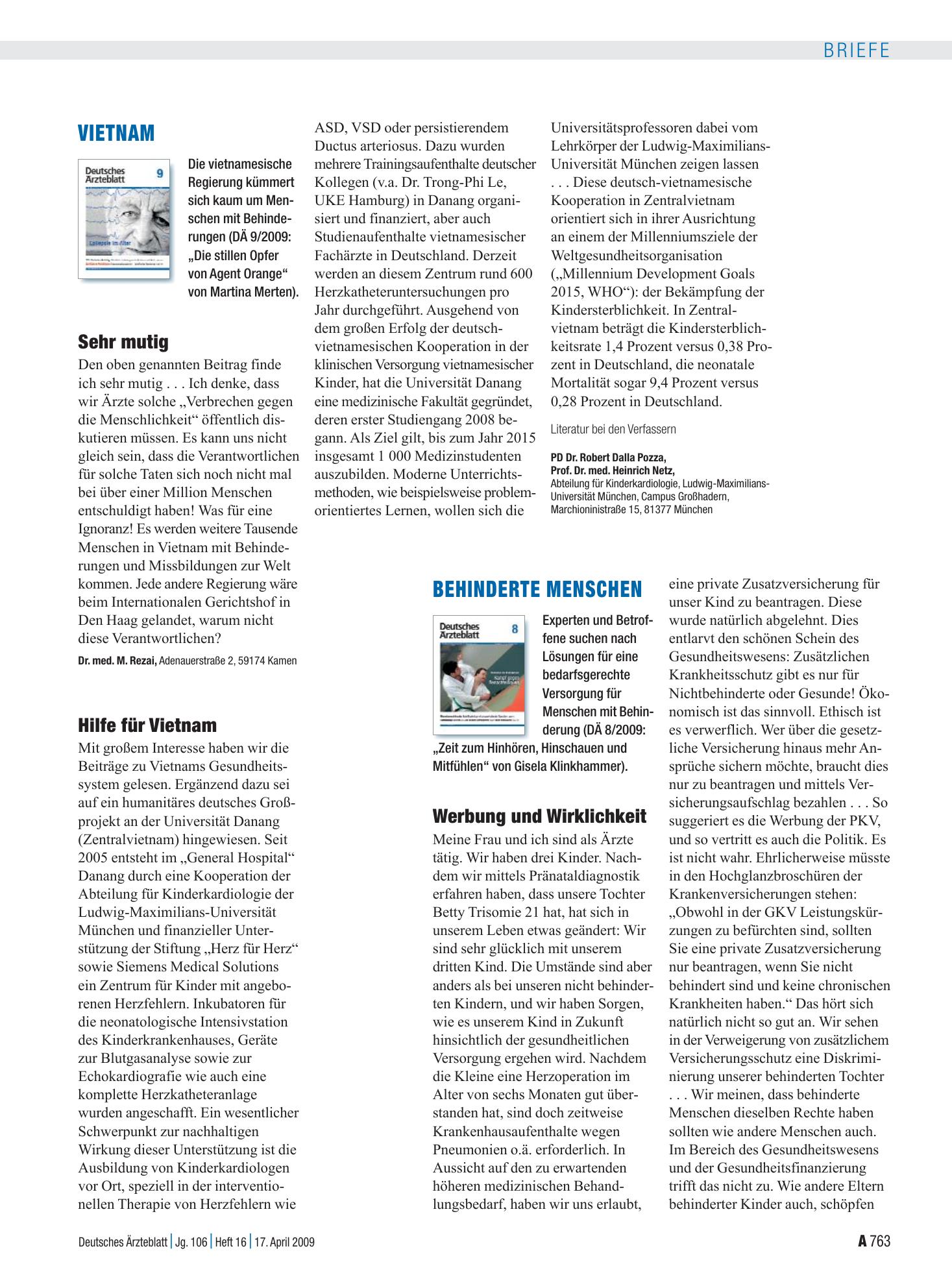Vorschauseite 1: Vietnam: Sehr mutig – Deutsches Ärzteblatt