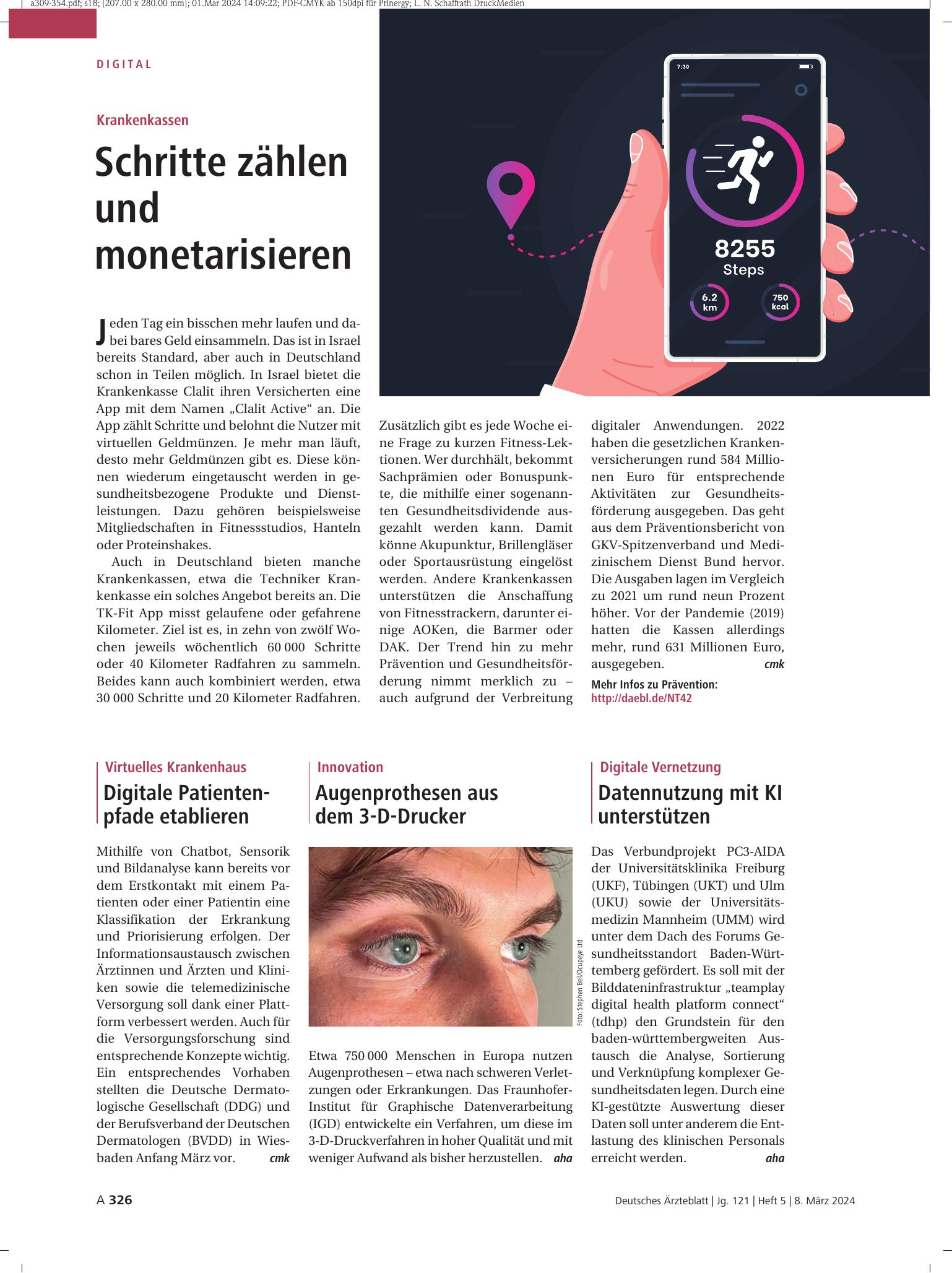 Vorschauseite 1: Digitale Vernetzung: Datennutzung mit KI unterstützen – Deutsches Ärzteblatt