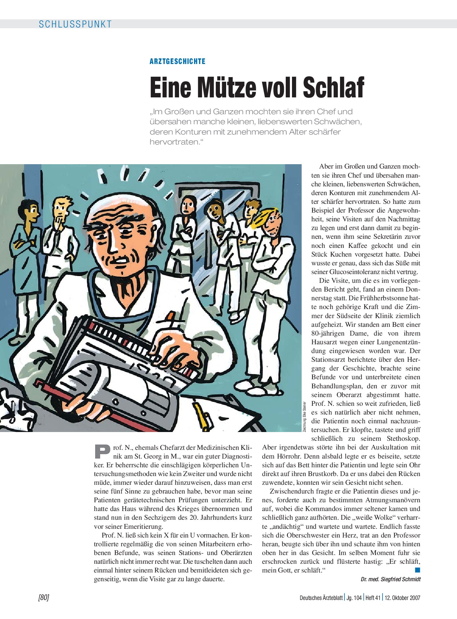 Vorschauseite 1: Arztgeschichte: Eine Mütze voll Schlaf – Deutsches Ärzteblatt