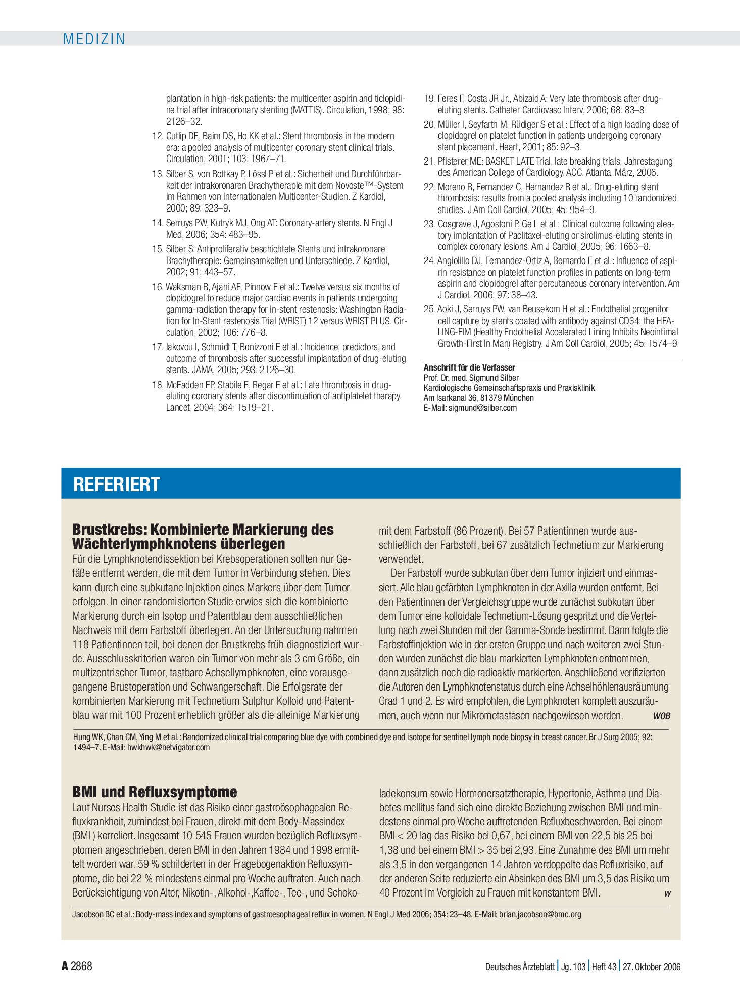 Vorschauseite 1: BMI und Refluxsymptome – Deutsches Ärzteblatt