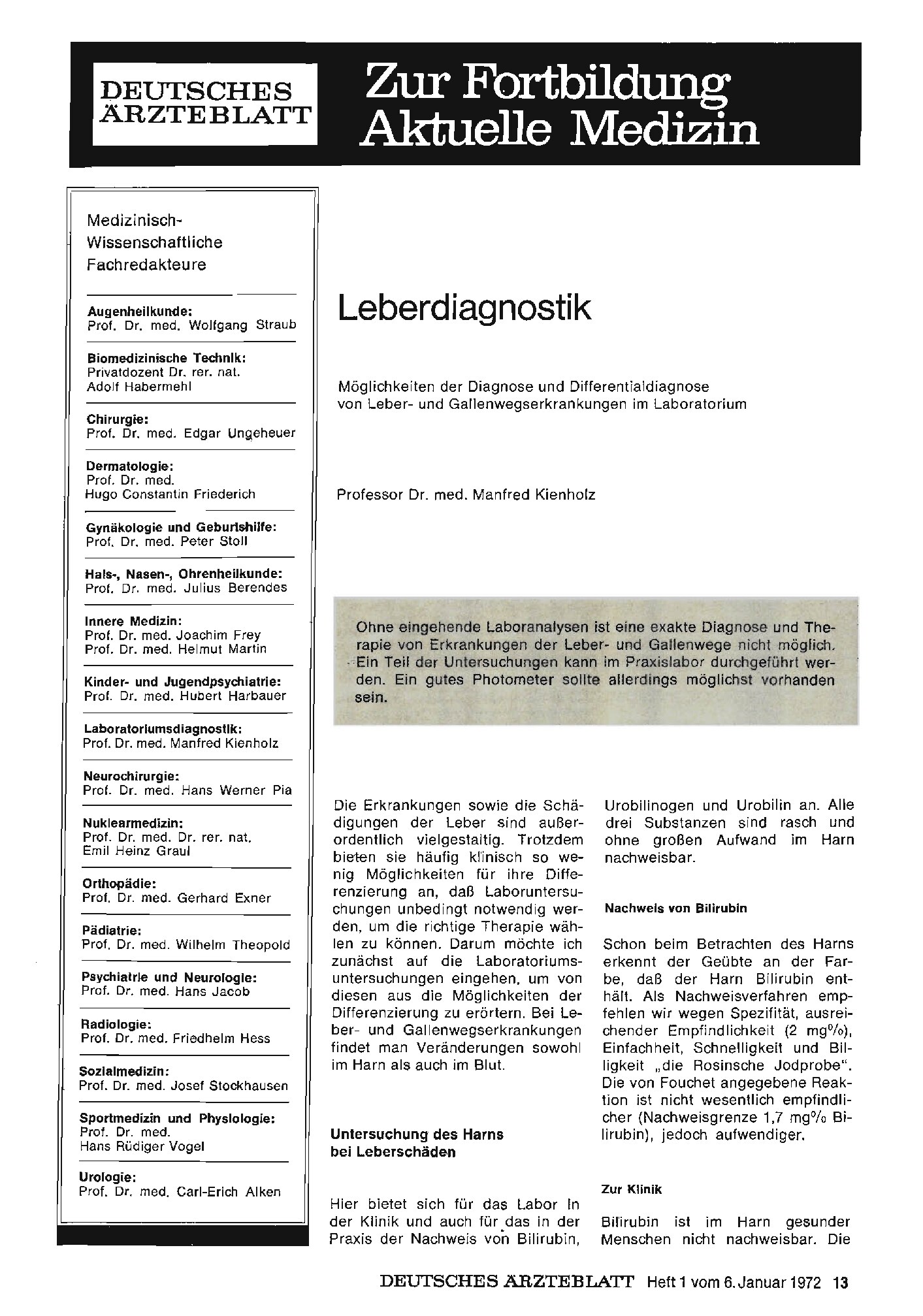 Vorschauseite 1: Leberdiagnostik: Möglichkeiten der Diagnose und Differentialdiagnose von Leber- und Gallenwegserkrankungen im Laboratorium