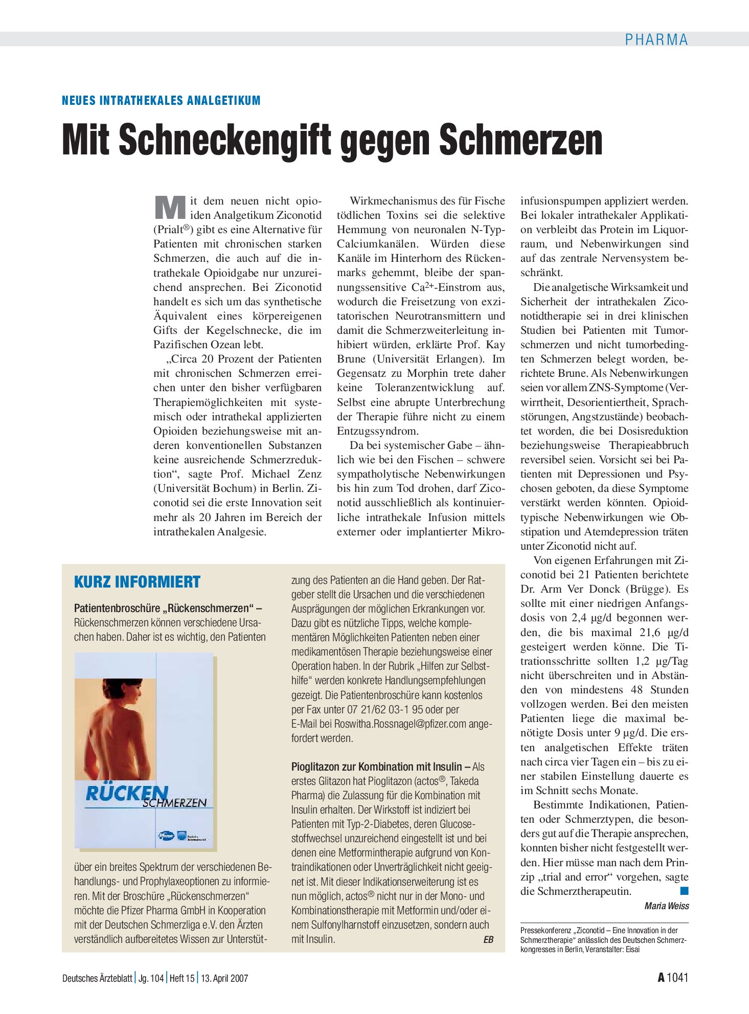 Vorschauseite 1: KURZ INFORMIERT – Deutsches Ärzteblatt