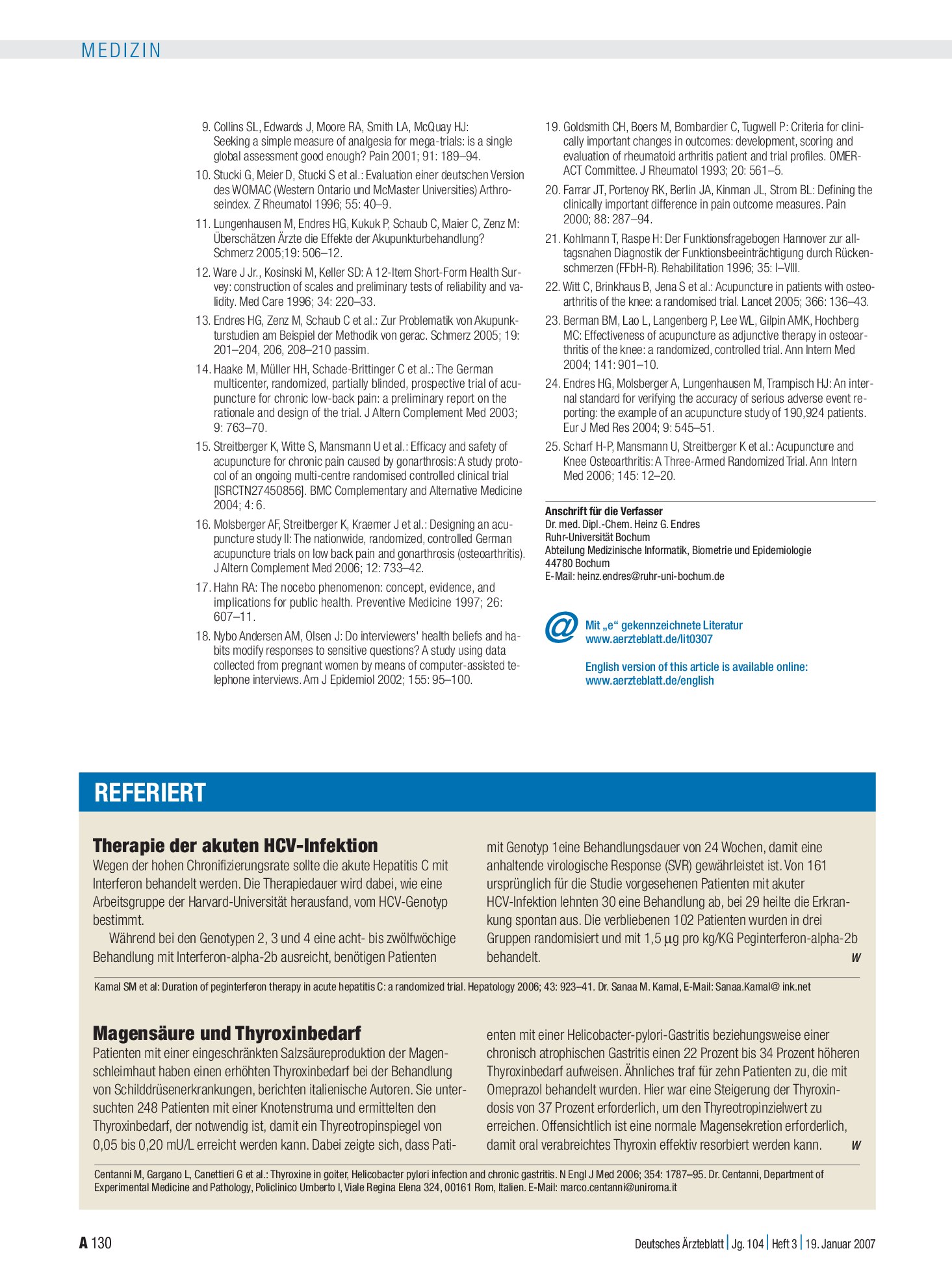 Vorschauseite 1: Therapie der akuten HCV-Infektion – Deutsches Ärzteblatt