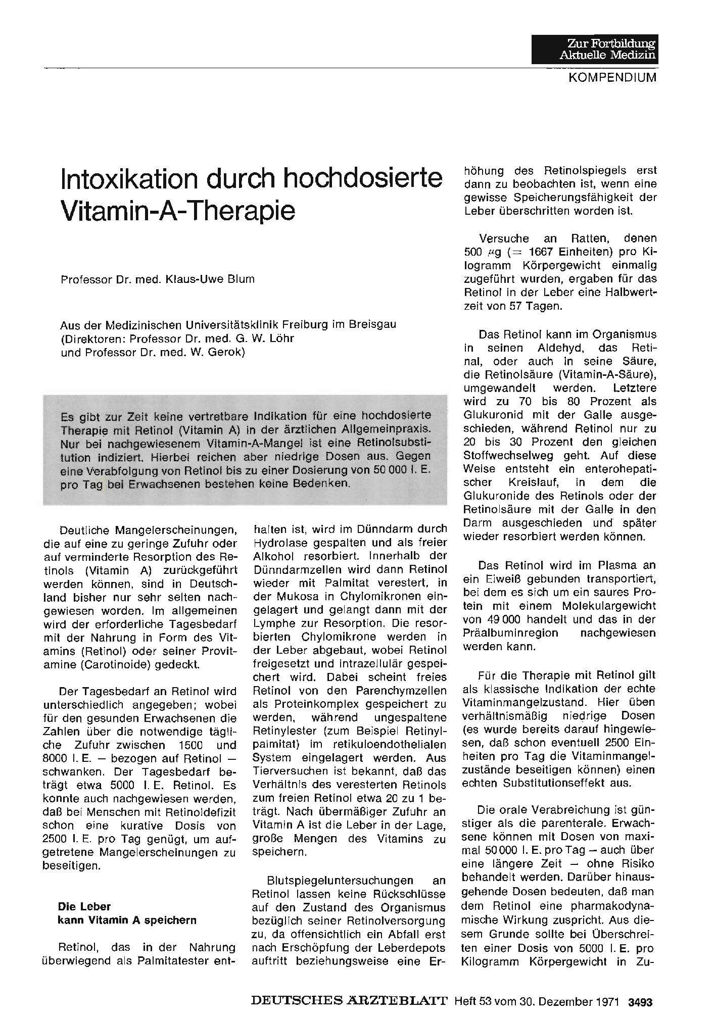 Vorschauseite 1: Intoxikation durch hochdosierte Vitamin-A-Therapie
