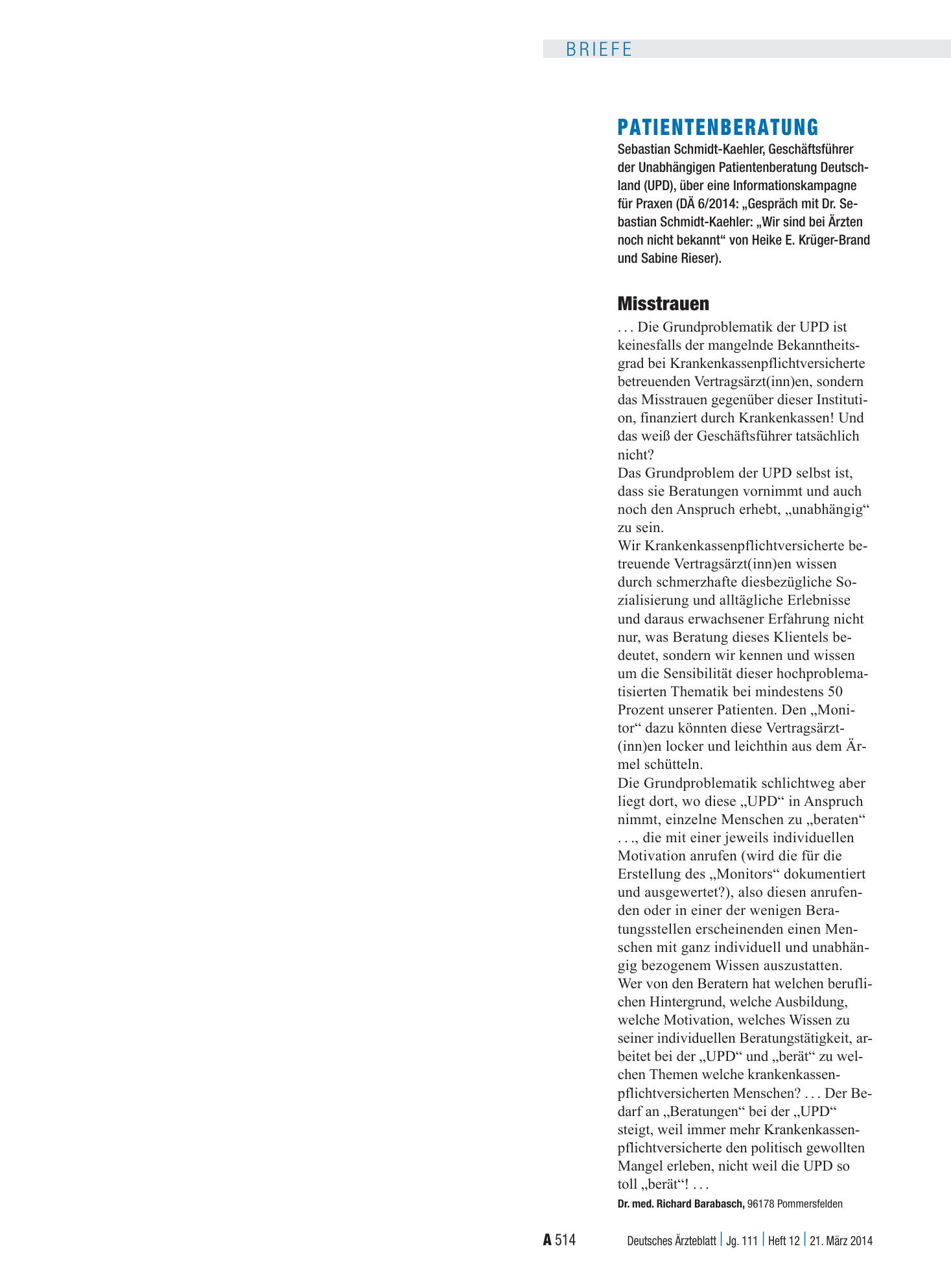 Vorschauseite 1: Patientenberatung: Misstrauen – Deutsches Ärzteblatt