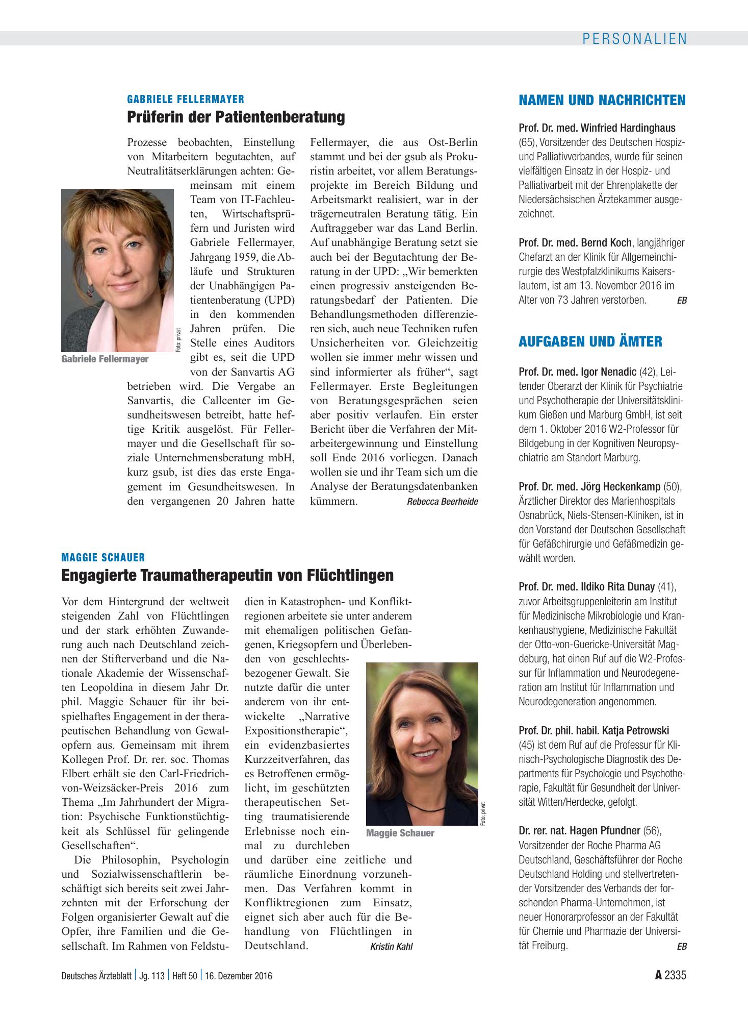 Vorschauseite 1: Aufgaben und Ämter – Deutsches Ärzteblatt