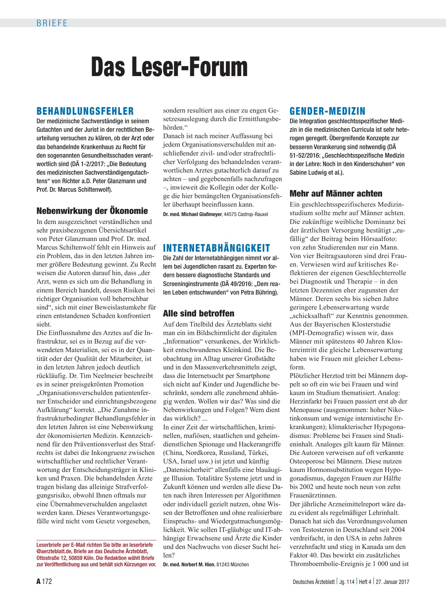 Vorschauseite 1: Behandlungsfehler: Nebenwirkung der Ökonomie – Deutsches Ärzteblatt