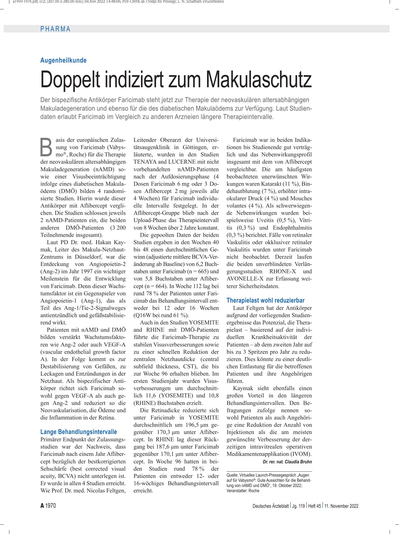 Vorschauseite 1: Augenheilkunde: Doppelt indiziert zum Makulaschutz – Deutsches Ärzteblatt