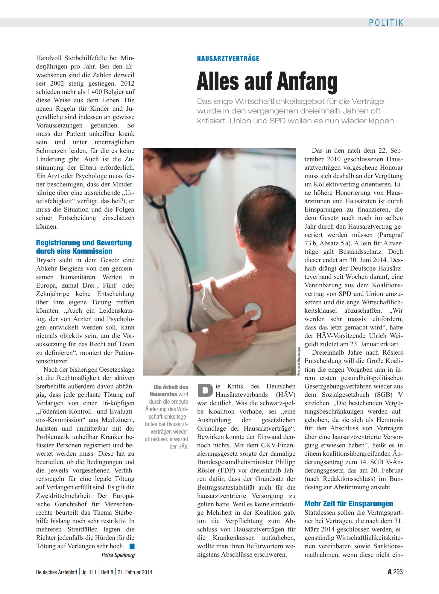 Vorschauseite 1: Hausarztverträge: Alles auf Anfang – Deutsches Ärzteblatt