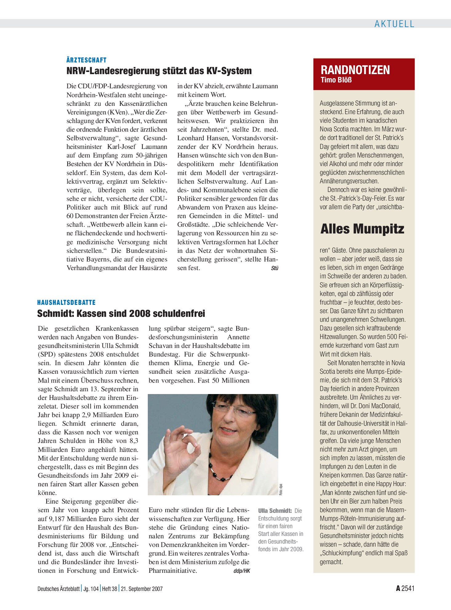 Vorschauseite 1: RANDNOTIZEN: Alles Mumpitz – Deutsches Ärzteblatt