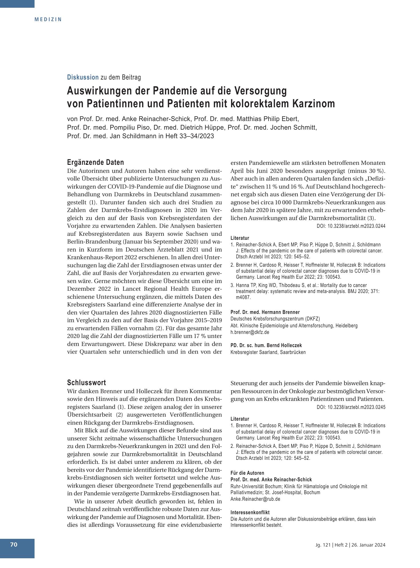 Vorschauseite 1: Schlusswort – Deutsches Ärzteblatt