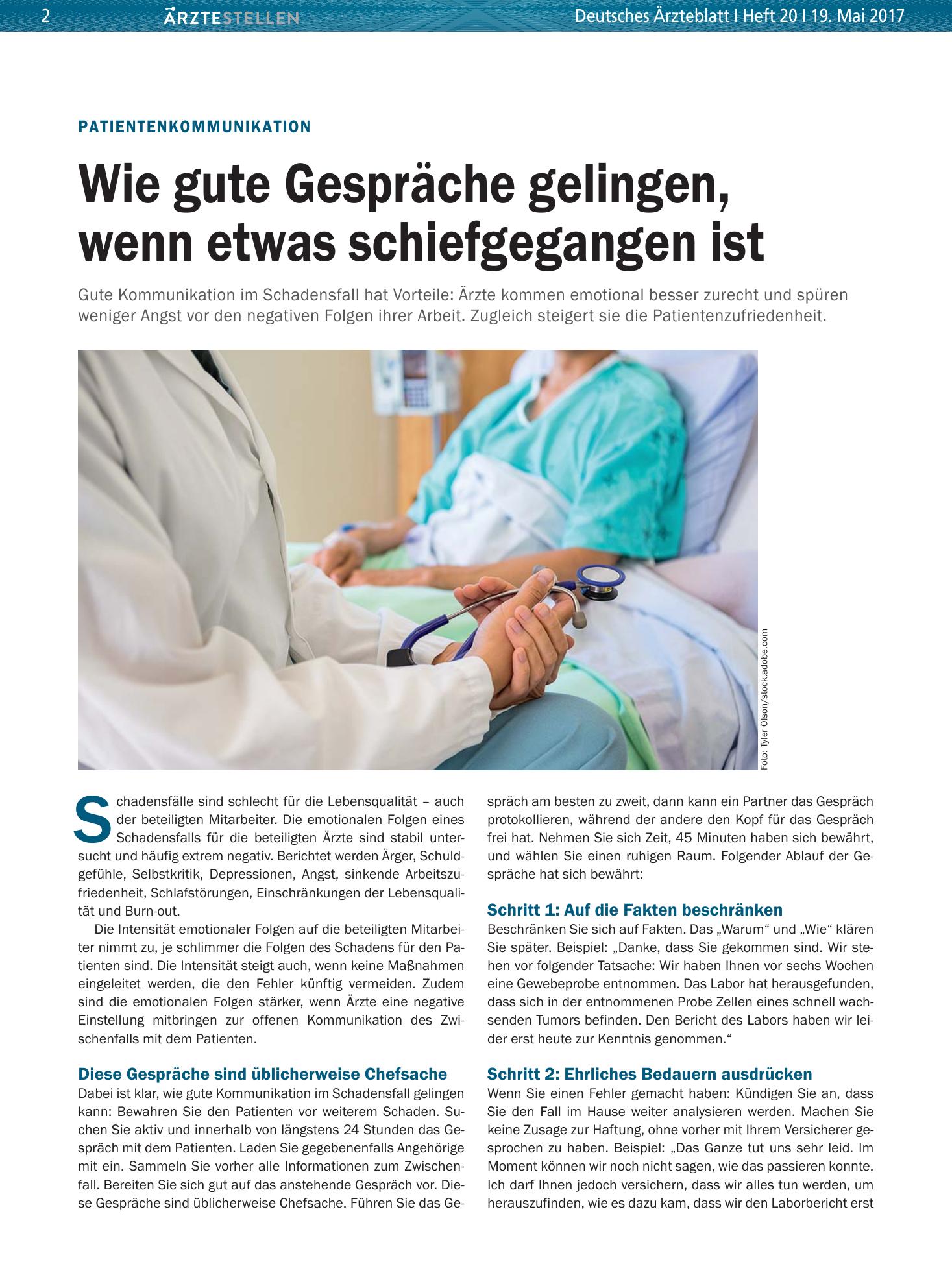 Vorschauseite 1: Patientenkommunikation: Wie gute Gespräche gelingen, wenn etwas schiefgegangen ist – Deutsches Ärzteblatt