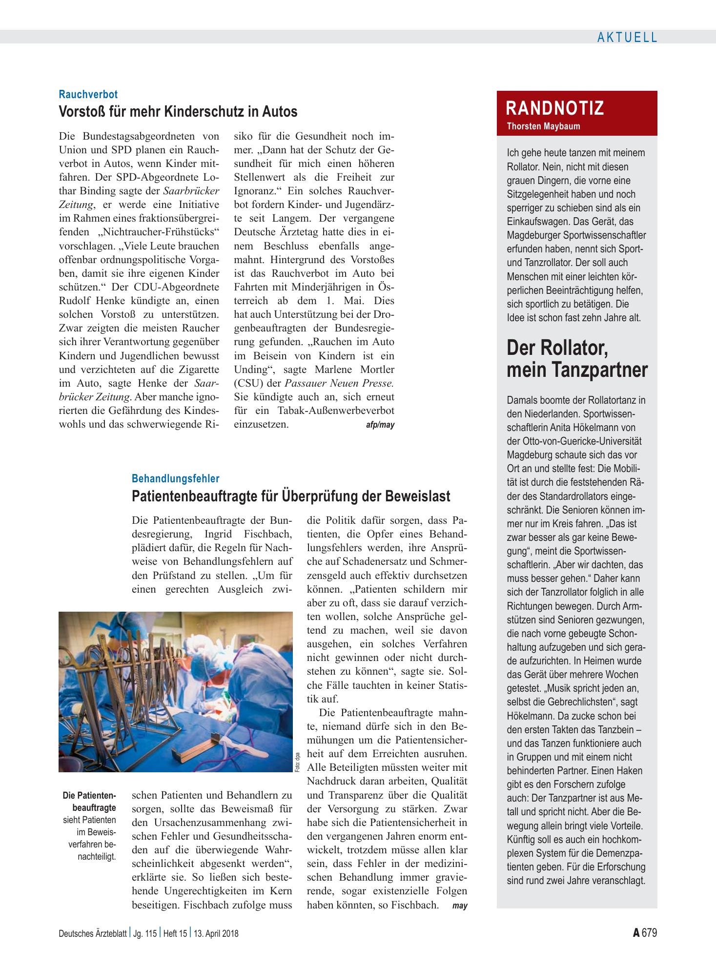 Vorschauseite 1: Randnotiz: Der Rollator, mein Tanzpartner – Deutsches Ärzteblatt