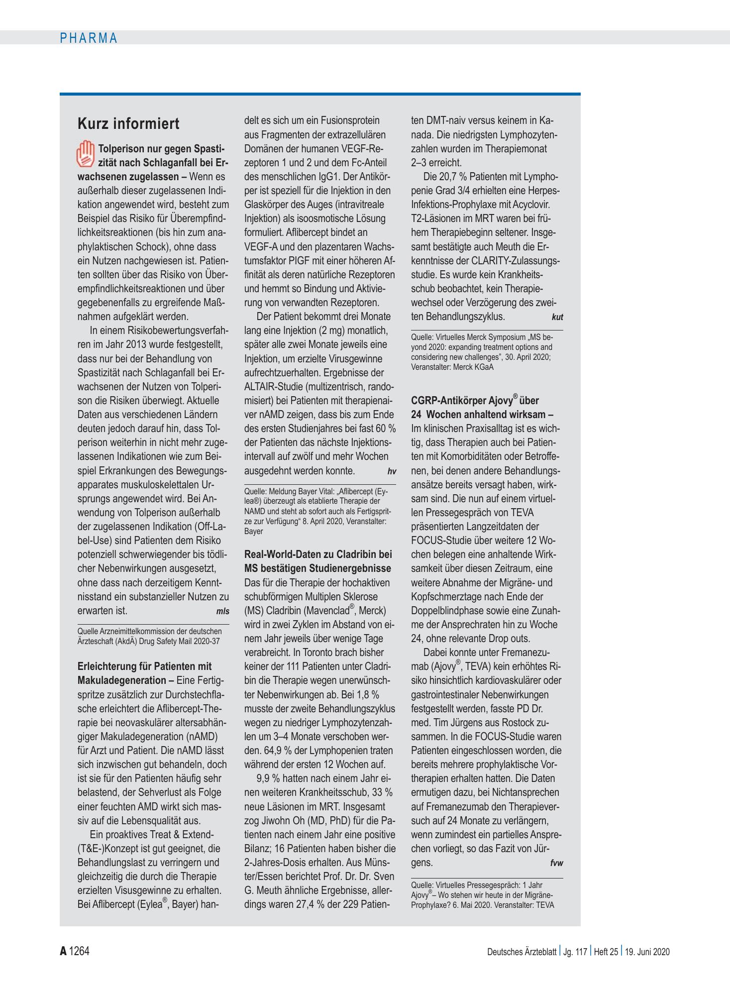 Vorschauseite 1: Kurz informiert – Deutsches Ärzteblatt