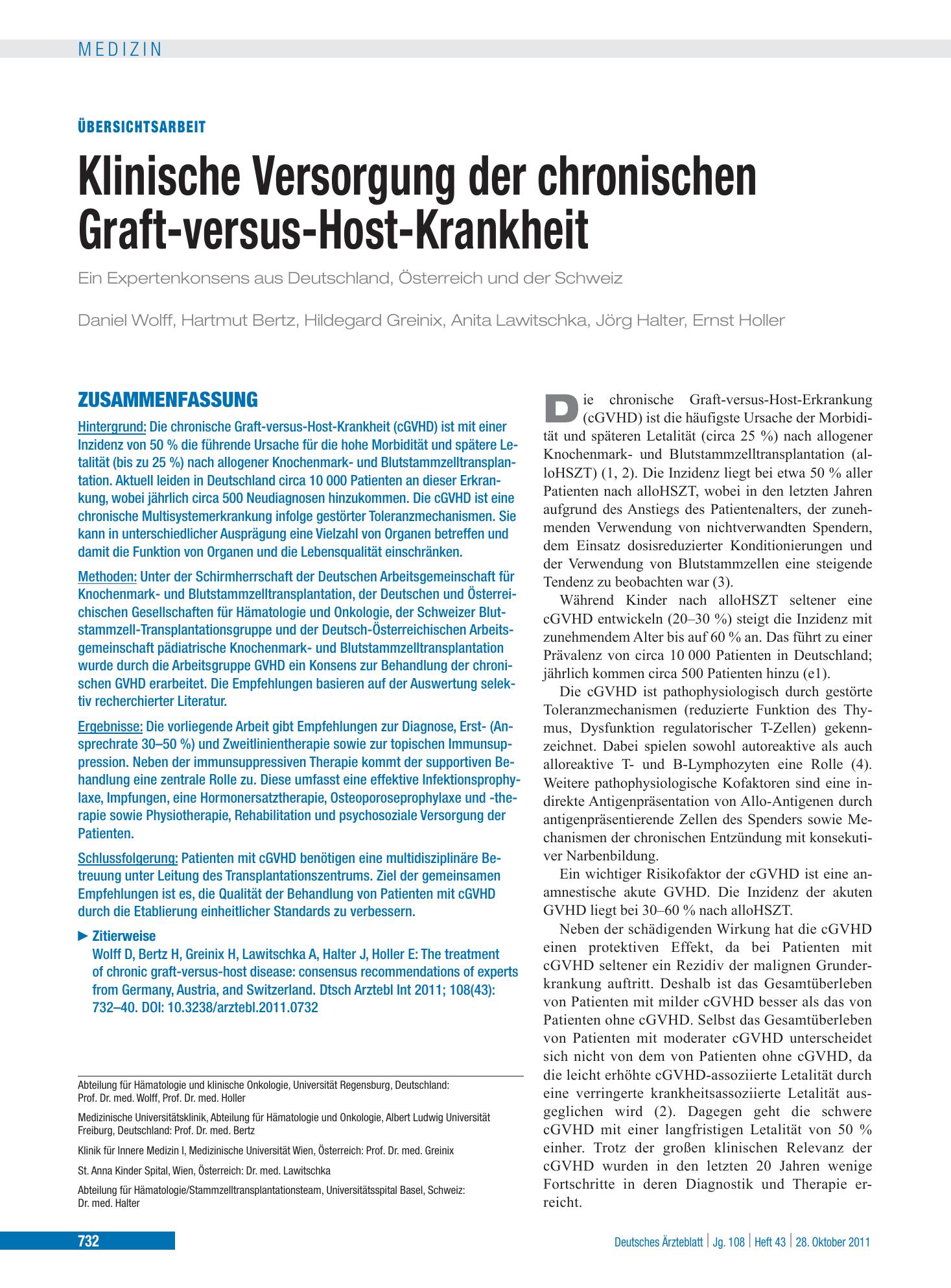 Vorschauseite 1: Klinische Versorgung der chronischen Graft-versus-Host-Krankheit – Deutsches Ärzteblatt