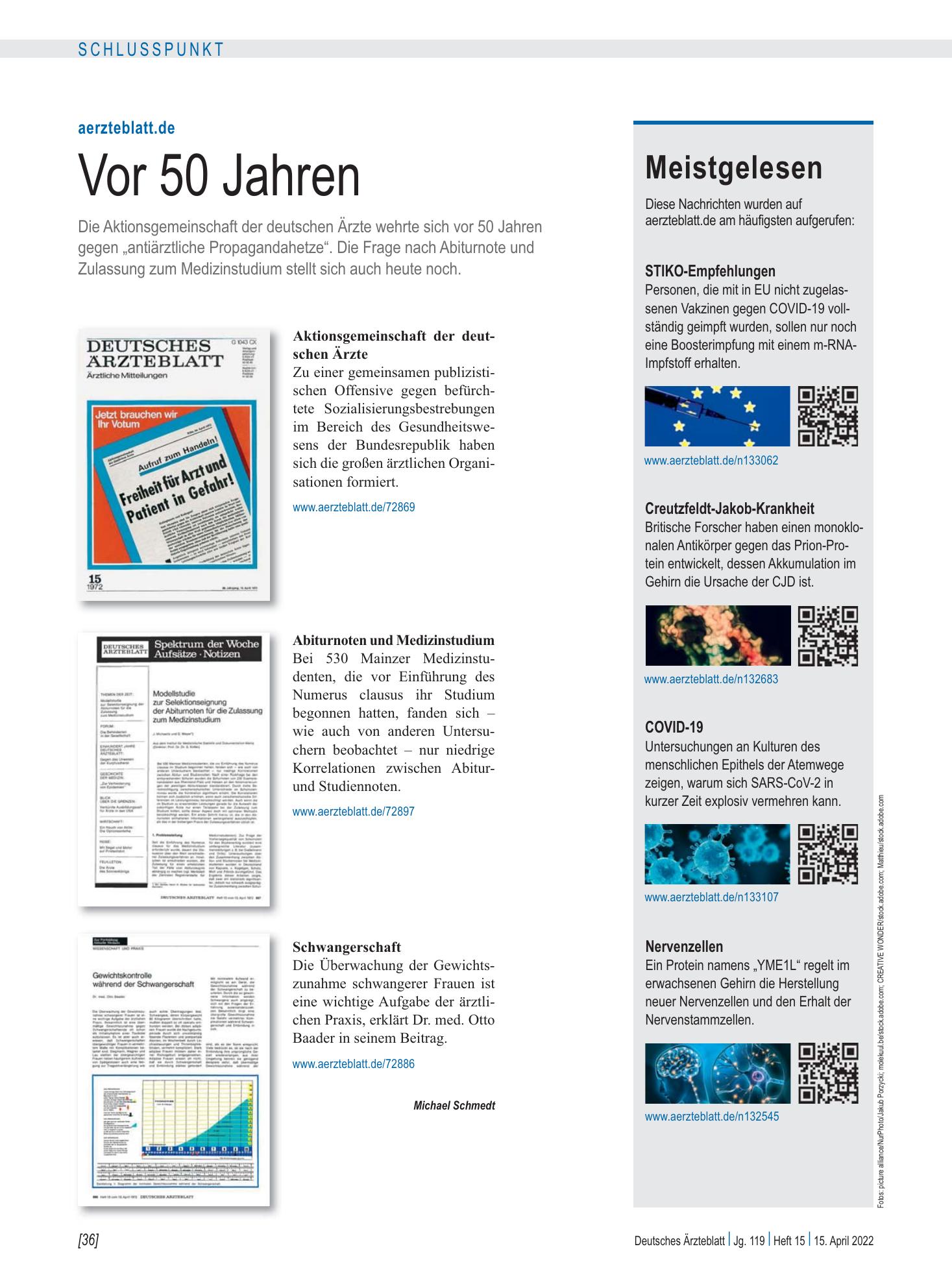 Vorschauseite 1: Meistgelesen – Deutsches Ärzteblatt