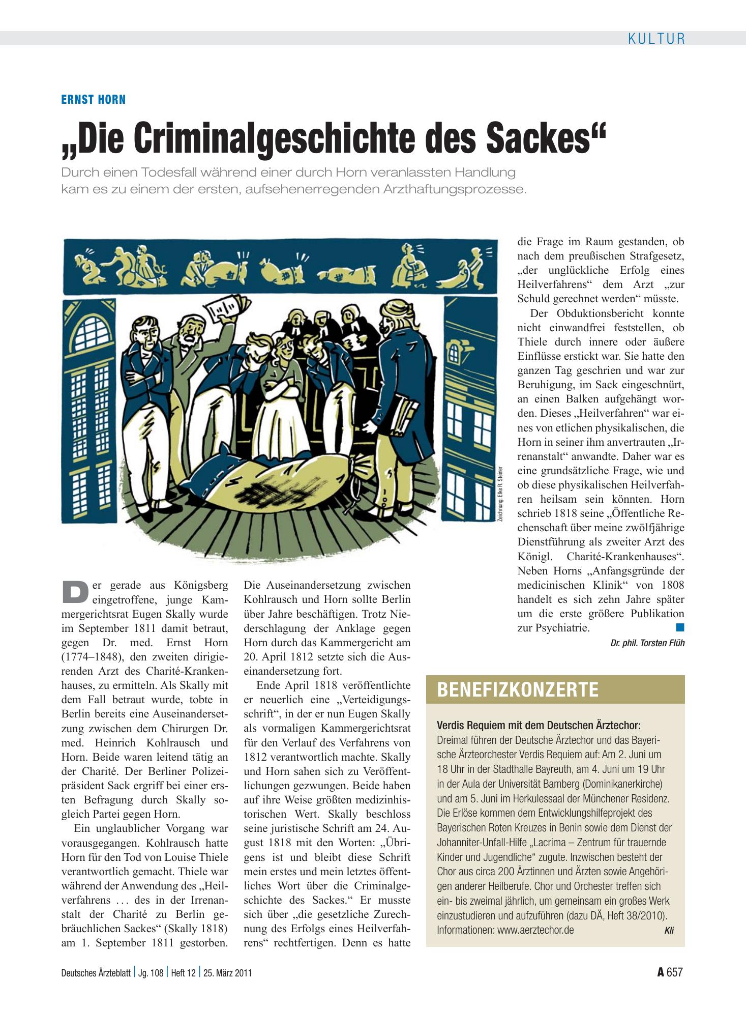 Vorschauseite 1: Ernst Horn: „Die Criminalgeschichte des Sackes“ – Deutsches Ärzteblatt