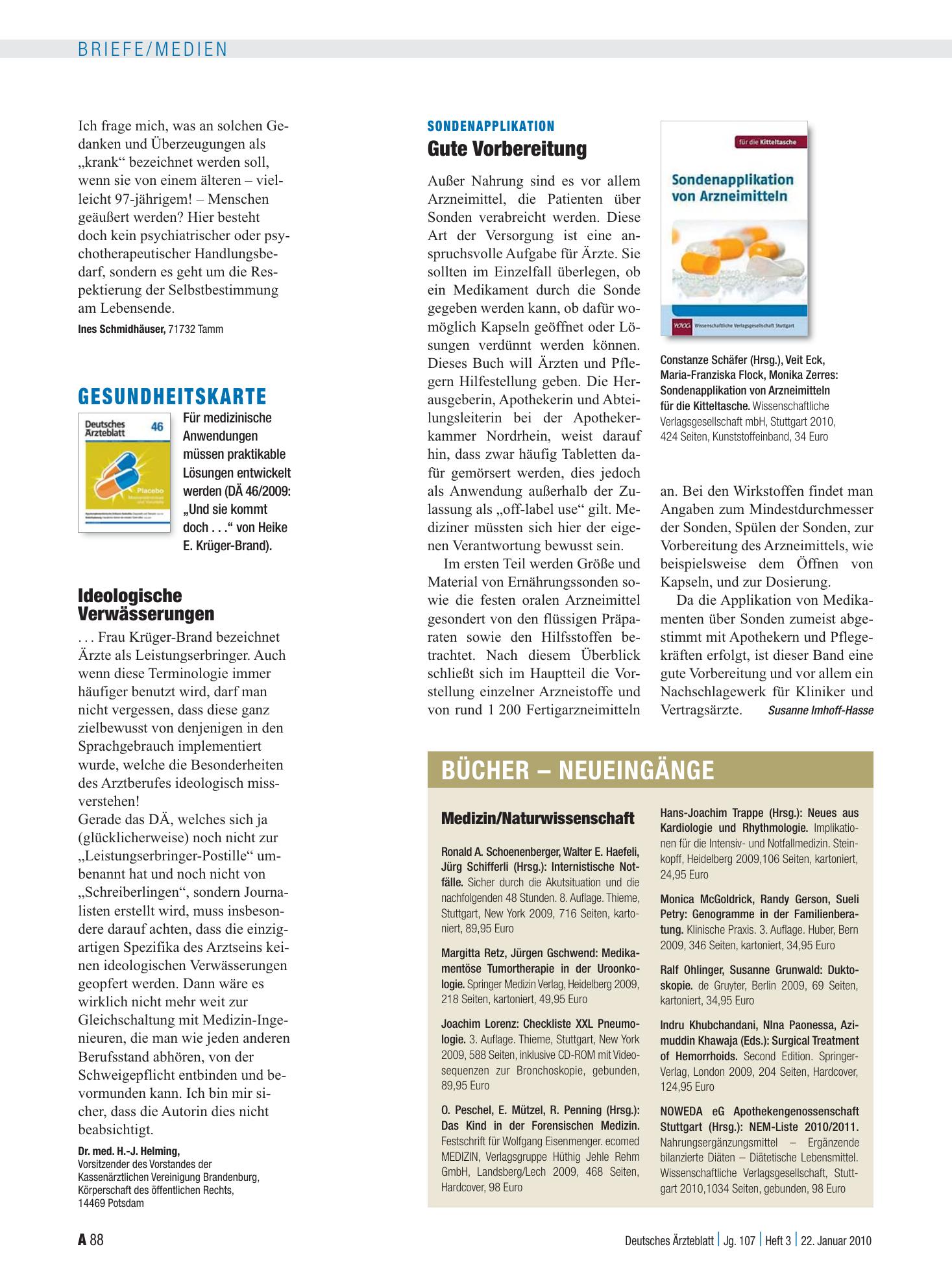 Vorschauseite 1: Sondenapplikation: Gute Vorbereitung – Deutsches Ärzteblatt