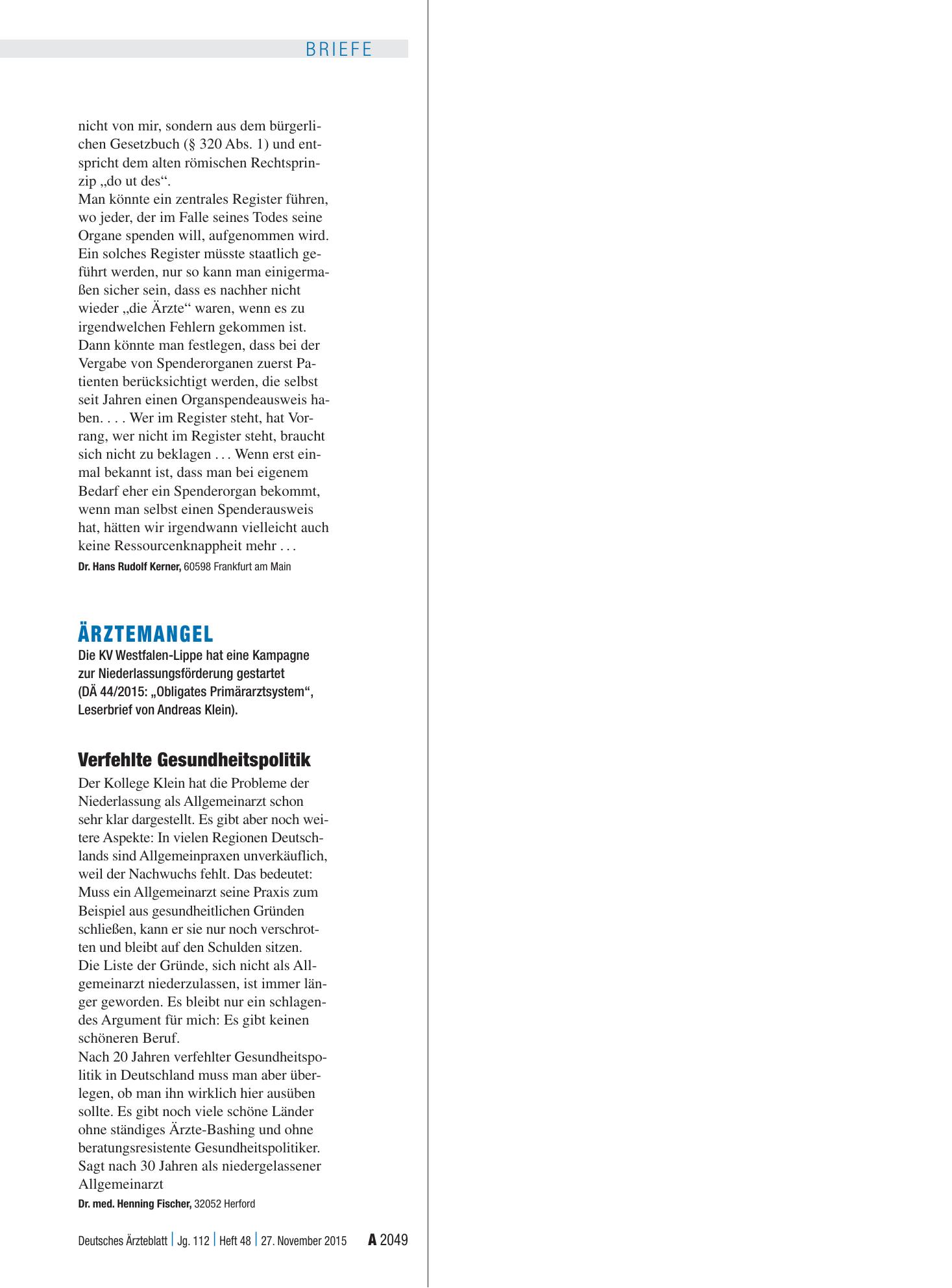 Vorschauseite 1: Ärztemangel: Verfehlte Gesundheitspolitik – Deutsches Ärzteblatt
