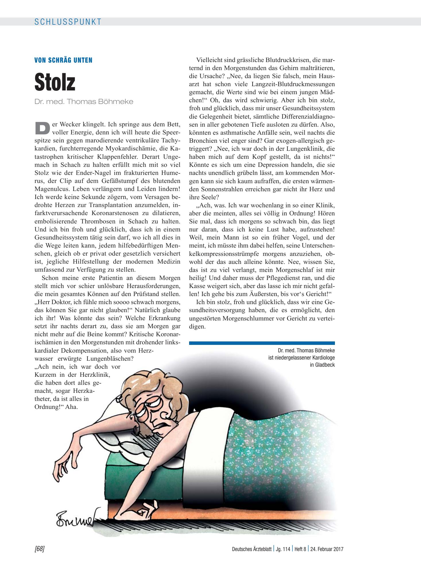 Vorschauseite 1: Von schräg unten: Stolz – Deutsches Ärzteblatt