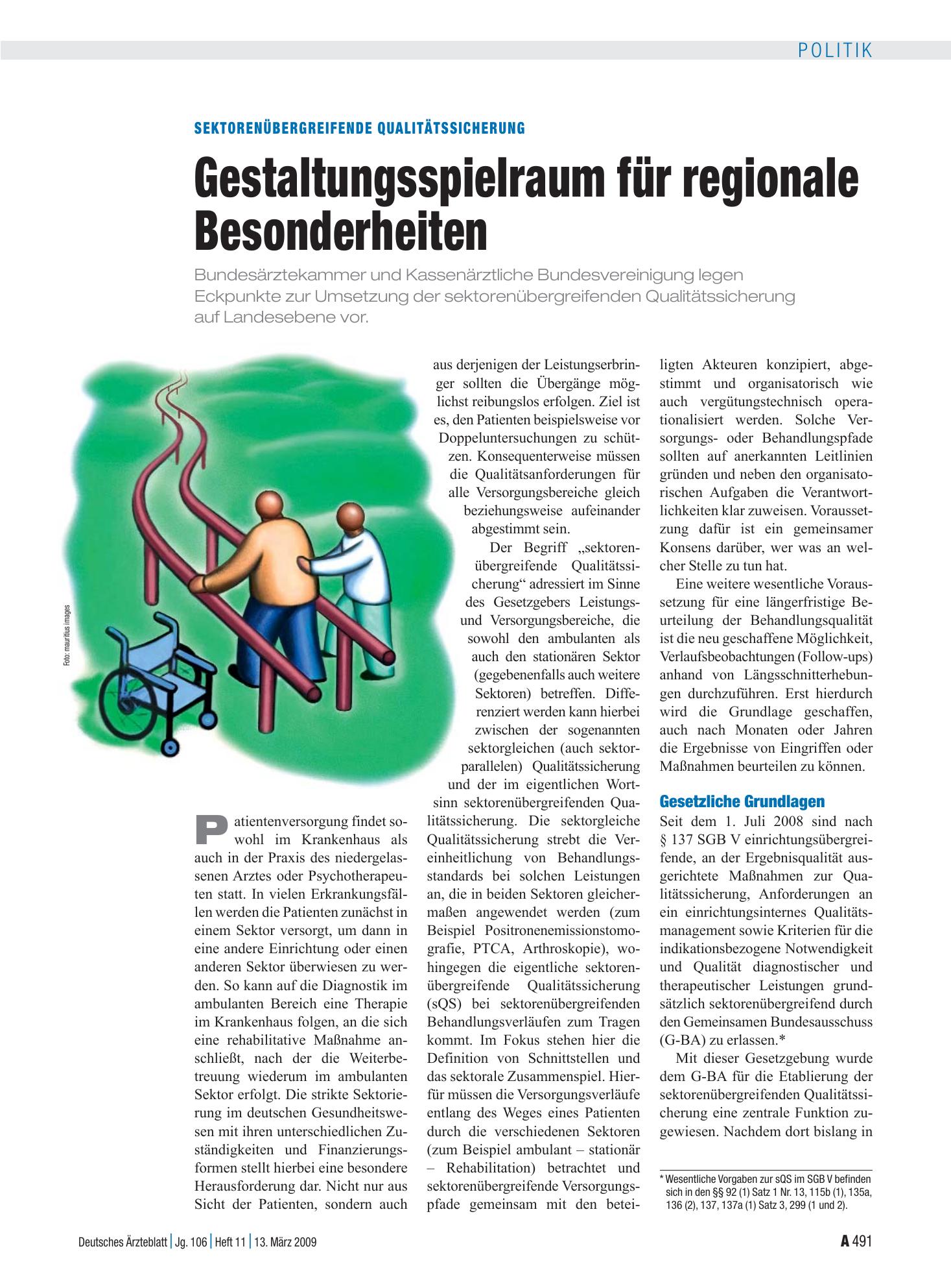Vorschauseite 1: Sektorenübergreifende Qualitätssicherung: Gestaltungsspielraum für regionale Besonderheiten – Deutsches Ärzteblatt