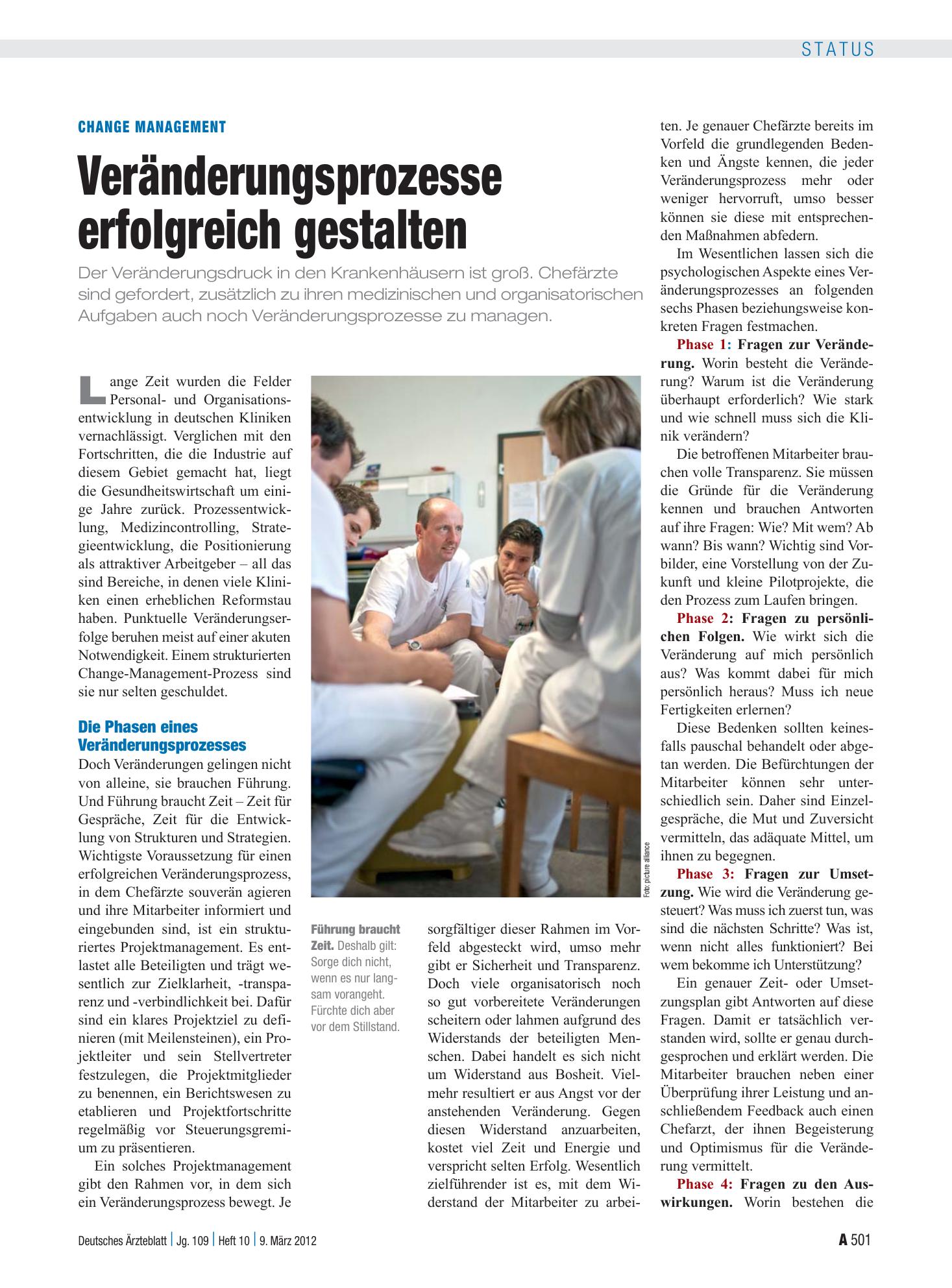 Vorschauseite 1: Change Management: Veränderungsprozesse erfolgreich gestalten – Deutsches Ärzteblatt