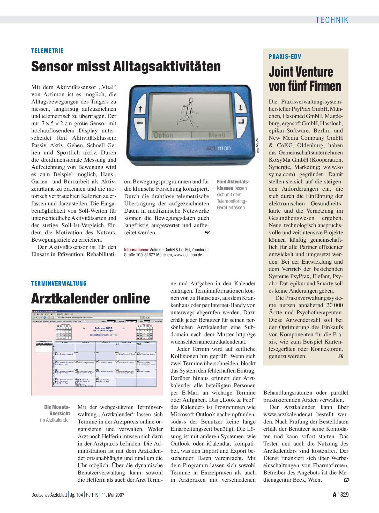 Vorschauseite 1: Praxis-EDV: Joint Venture von fünf Firmen – Deutsches Ärzteblatt