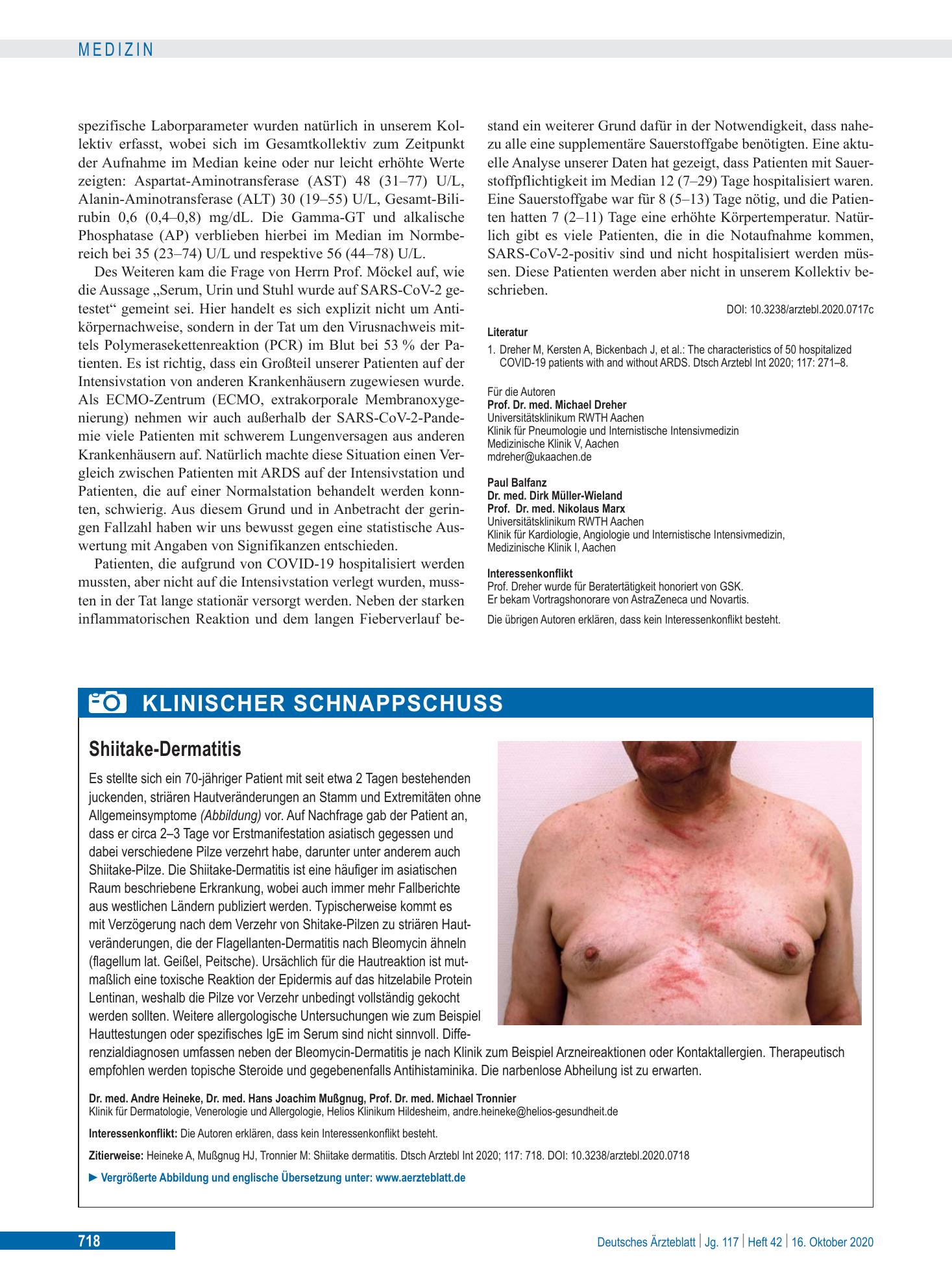 Vorschauseite 1: Shiitake-Dermatitis – Deutsches Ärzteblatt
