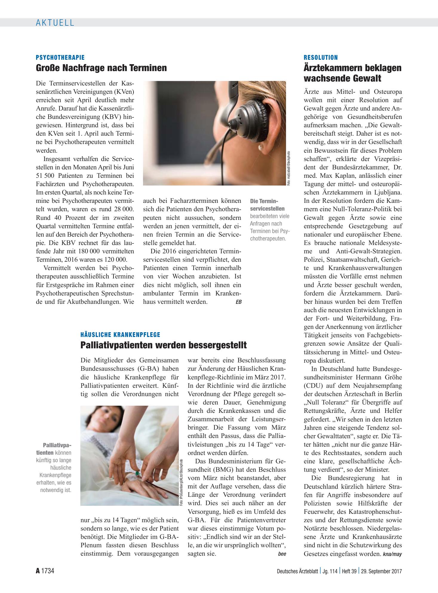 Vorschauseite 1: Resolution: Ärztekammern beklagen wachsende Gewalt – Deutsches Ärzteblatt