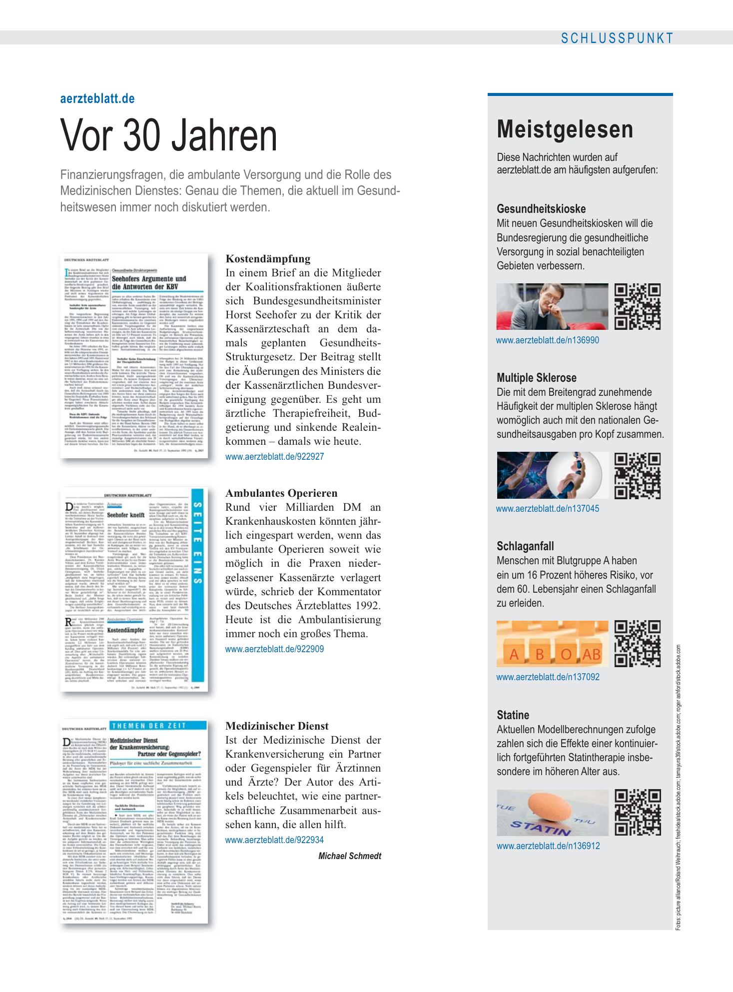 Vorschauseite 1: Meistgelesen – Deutsches Ärzteblatt