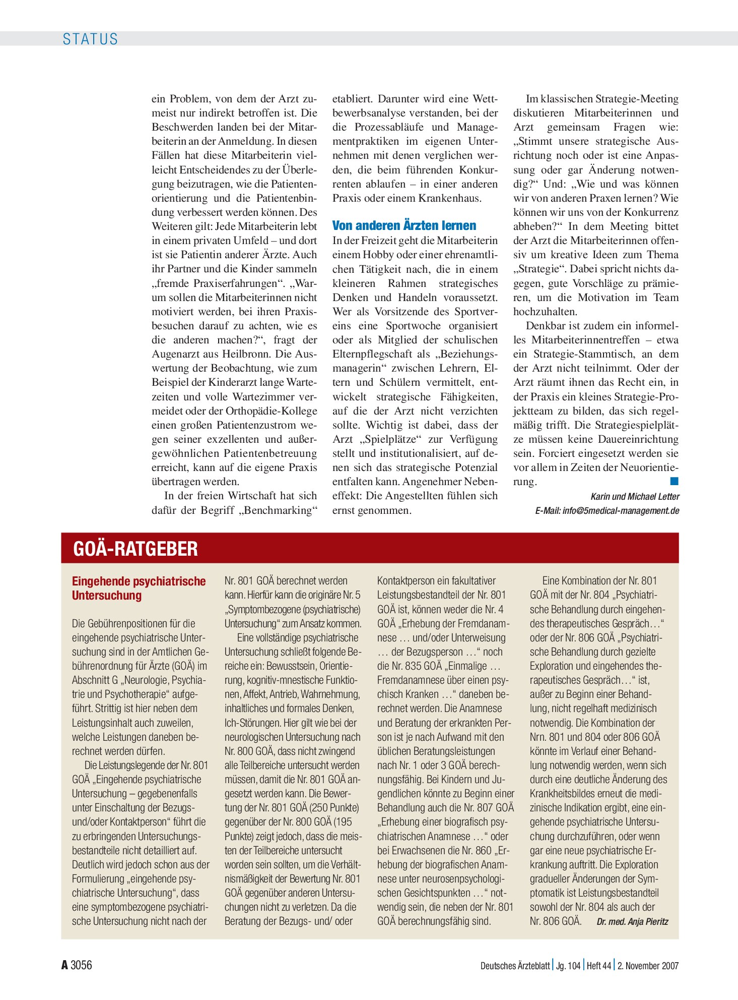 Vorschauseite 1: Eingehende psychiatrische Untersuchung – Deutsches Ärzteblatt