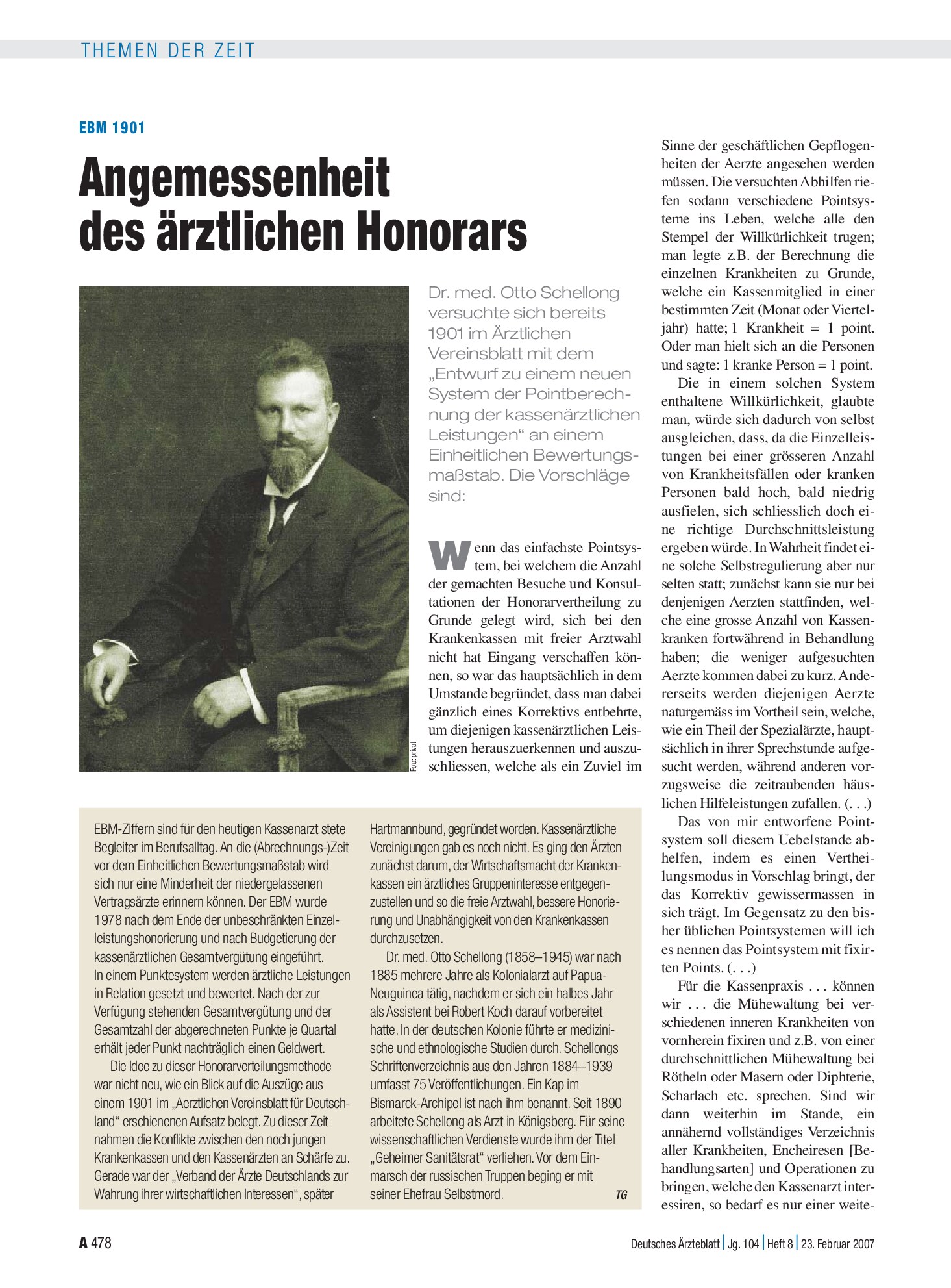 Vorschauseite 1: EBM 1901: Angemessenheit des ärztlichen Honorars – Deutsches Ärzteblatt