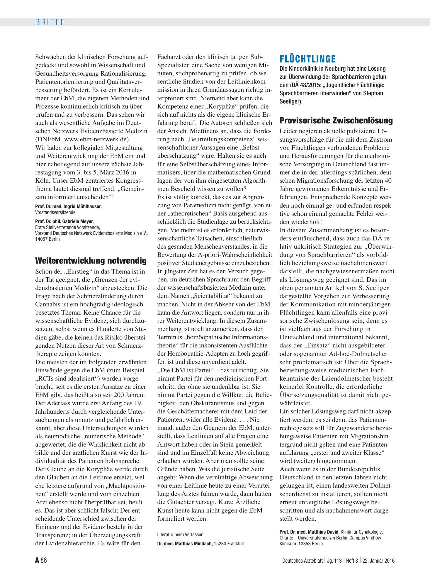 Vorschauseite 1: Evidenzbasierte Medizin: Weiterentwicklung notwendig – Deutsches Ärzteblatt