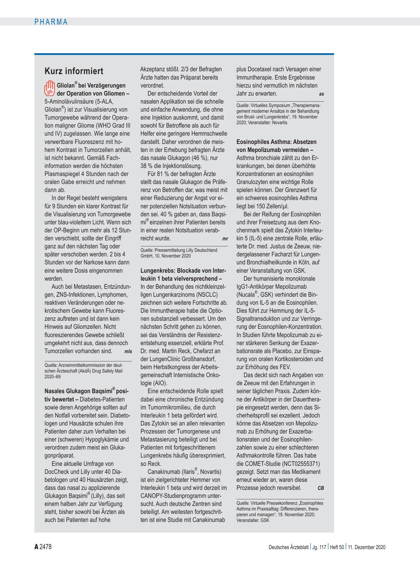 Vorschauseite 1: Kurz informiert – Deutsches Ärzteblatt