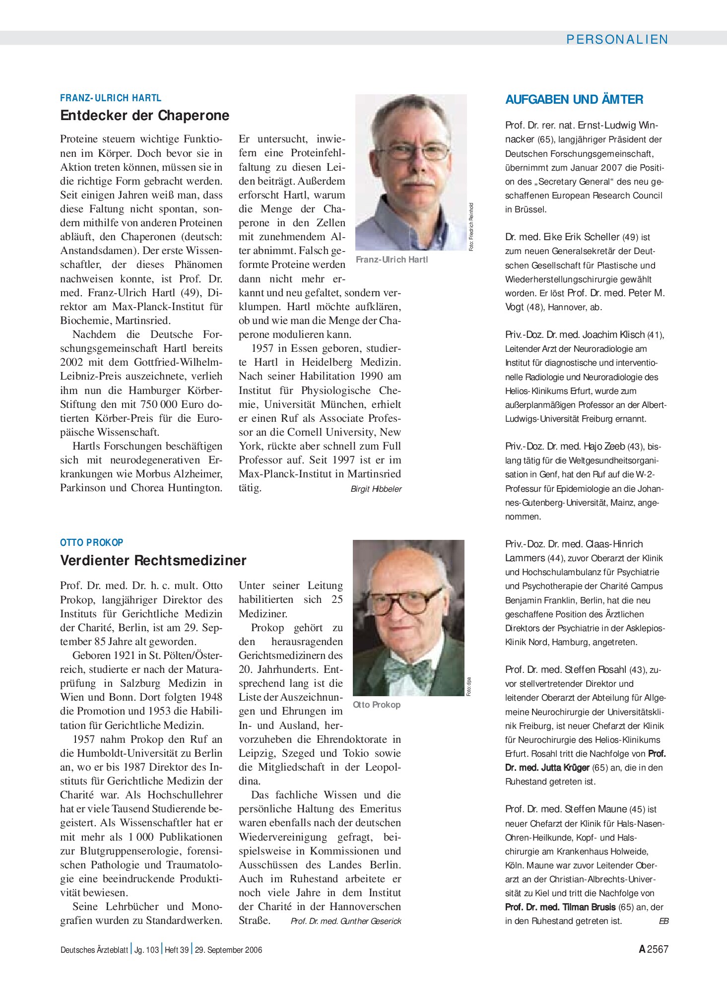 Vorschauseite 1: Aufgaben und Ämter – Deutsches Ärzteblatt