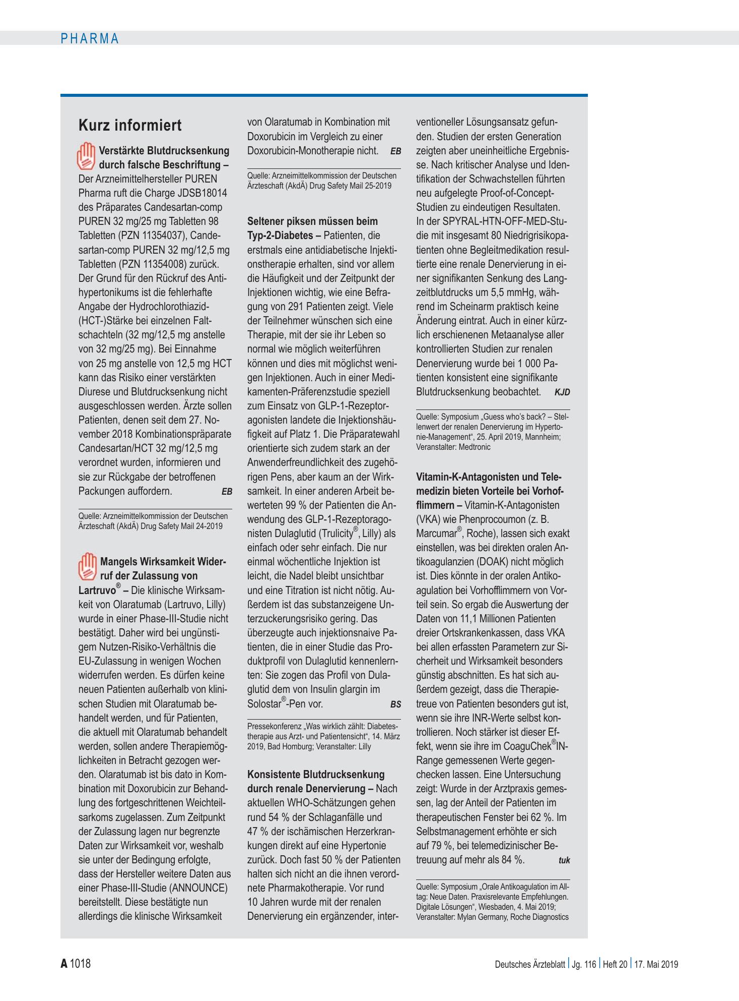 Vorschauseite 1: Kurz informiert – Deutsches Ärzteblatt