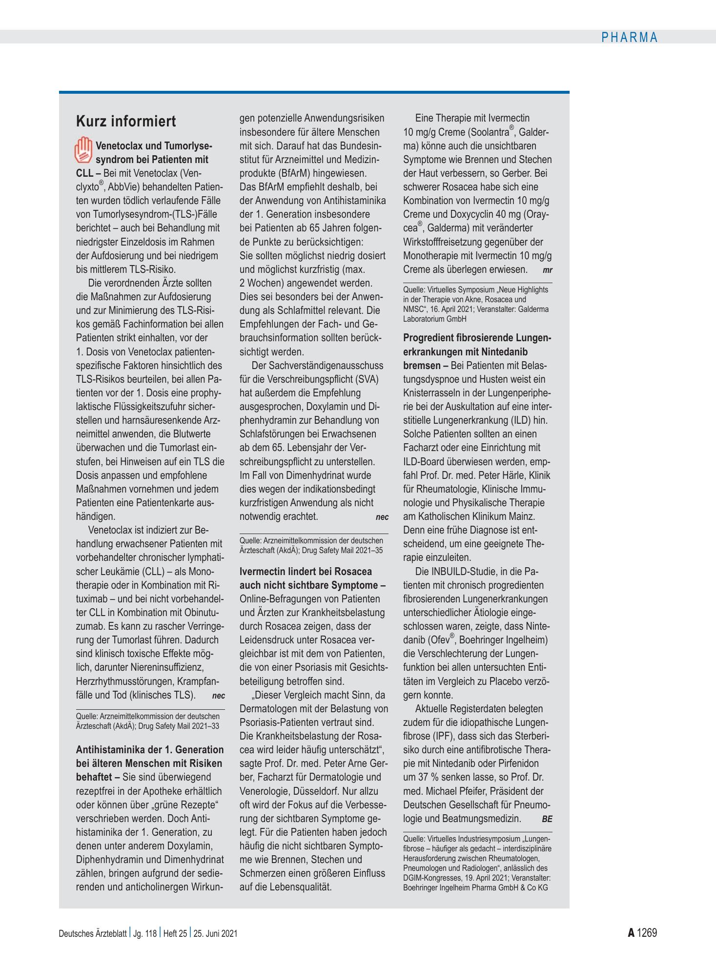 Vorschauseite 1: Kurz informiert – Deutsches Ärzteblatt