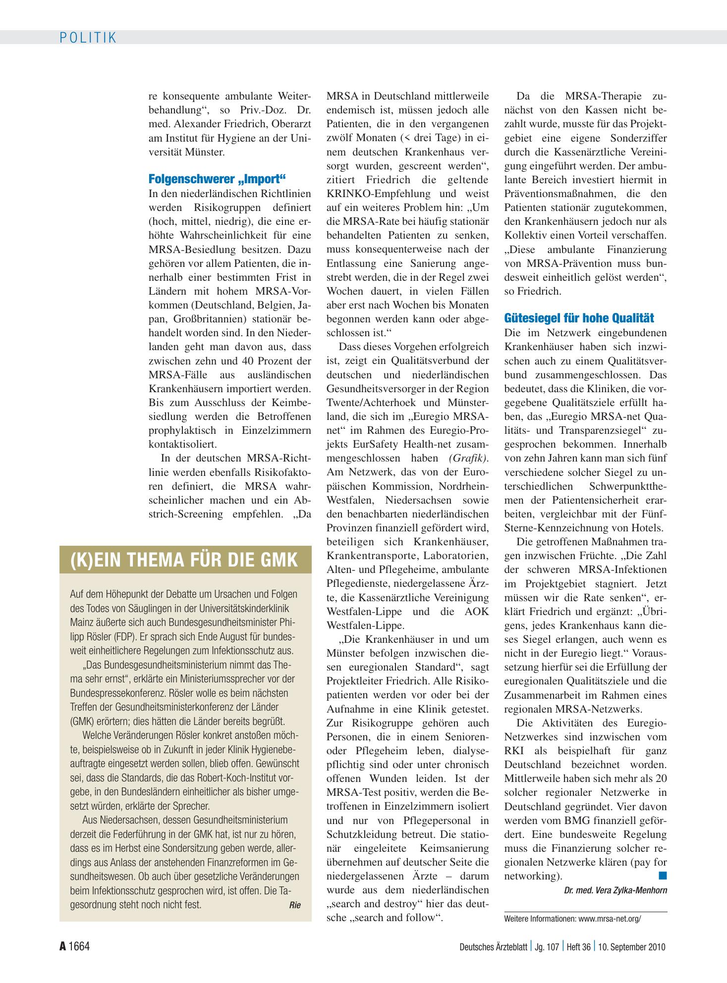 Vorschauseite 1: (K)ein Thema für die GMK – Deutsches Ärzteblatt