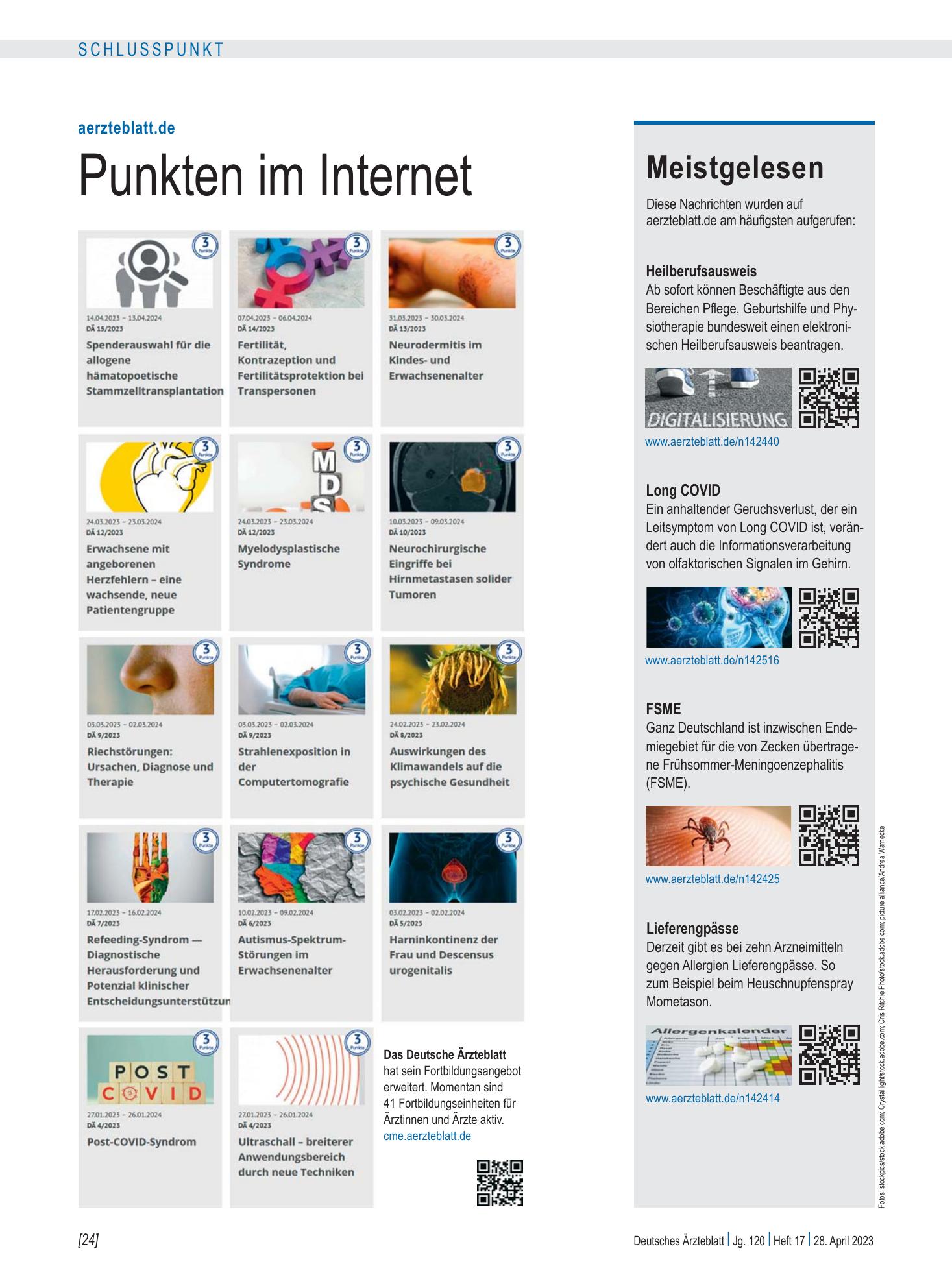 Vorschauseite 1: Meistgelesen – Deutsches Ärzteblatt