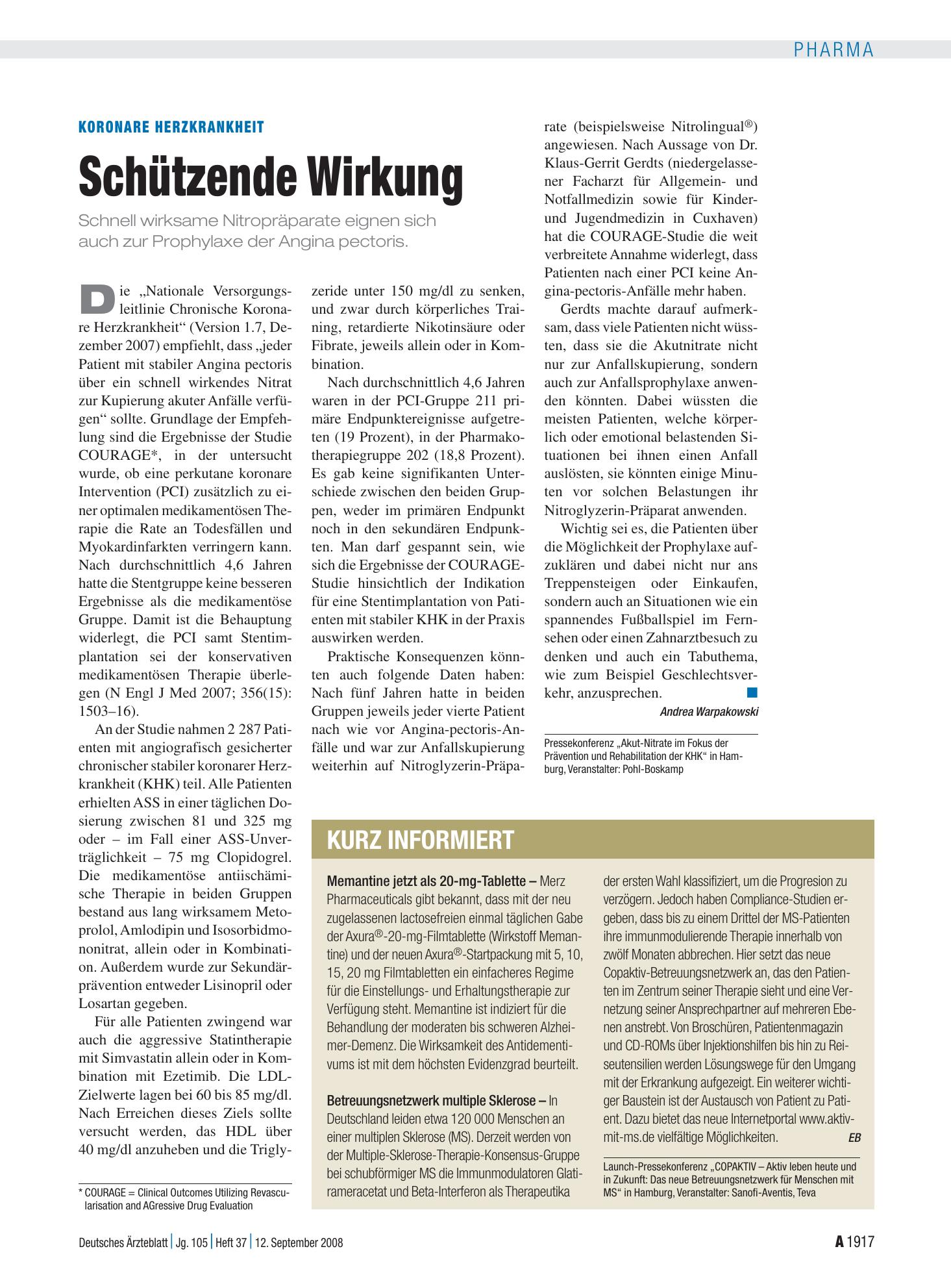 Vorschauseite 1: Kurz informiert – Deutsches Ärzteblatt