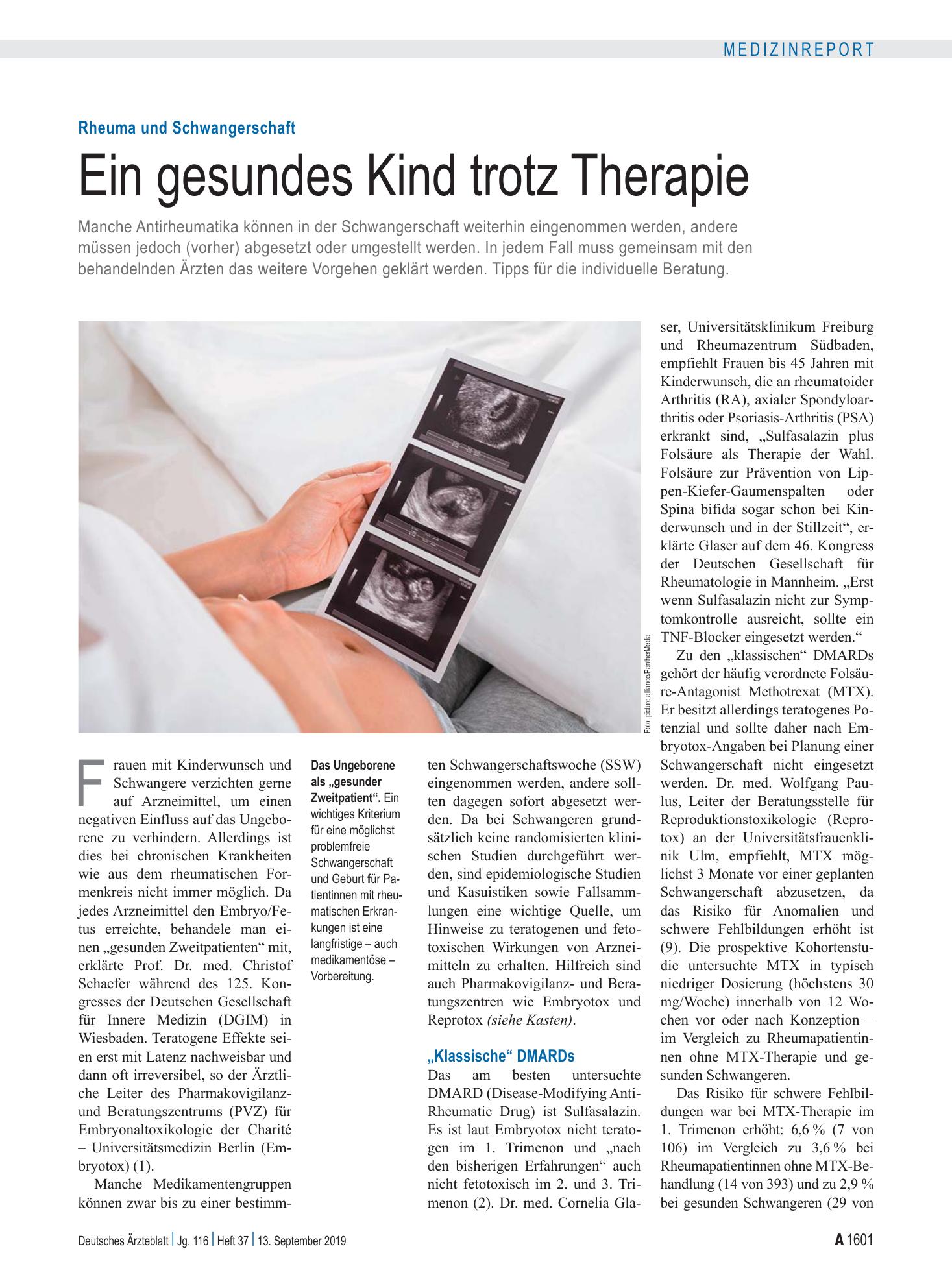 Vorschauseite 1: Rheuma und Schwangerschaft: Ein gesundes Kind trotz Therapie – Deutsches Ärzteblatt