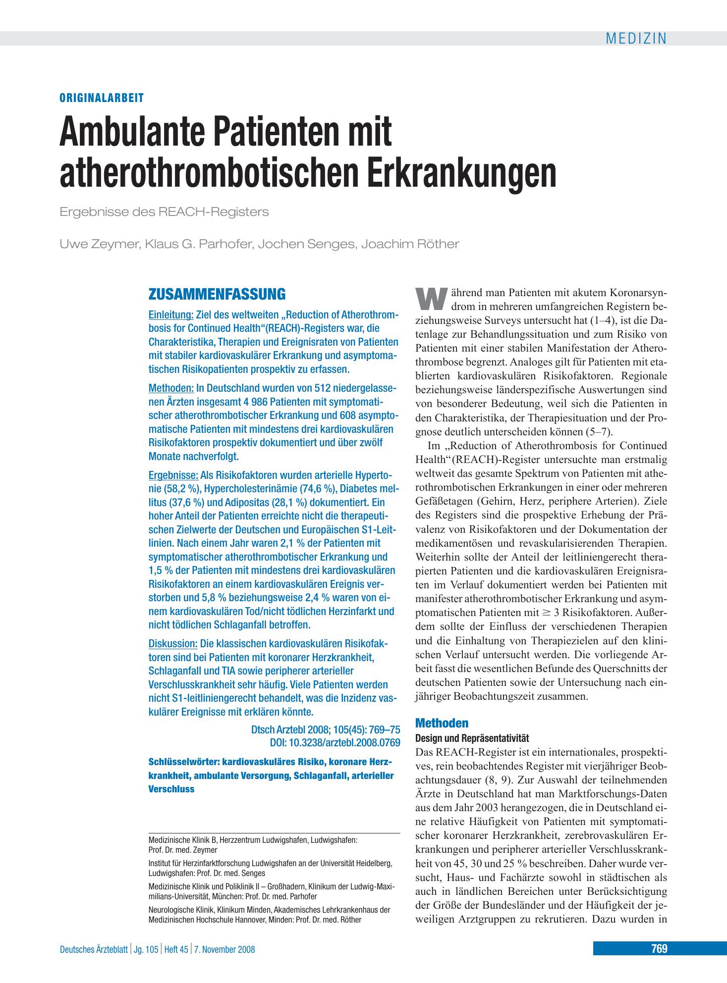 Vorschauseite 1: Ambulante Patienten mit atherothrombotischen Erkrankungen – Deutsches Ärzteblatt