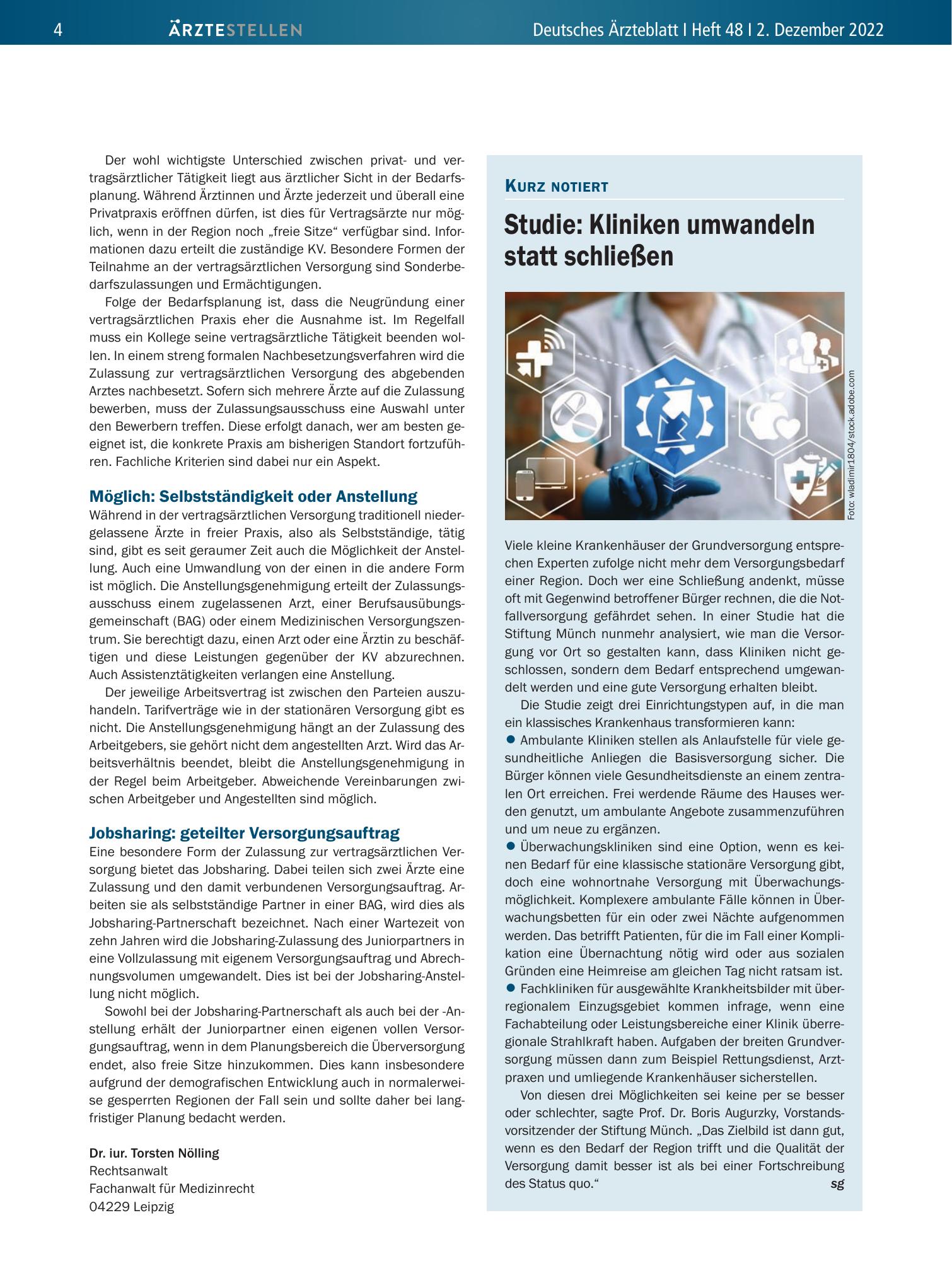 Vorschauseite 1: Studie: Kliniken umwandeln statt schließen – Deutsches Ärzteblatt