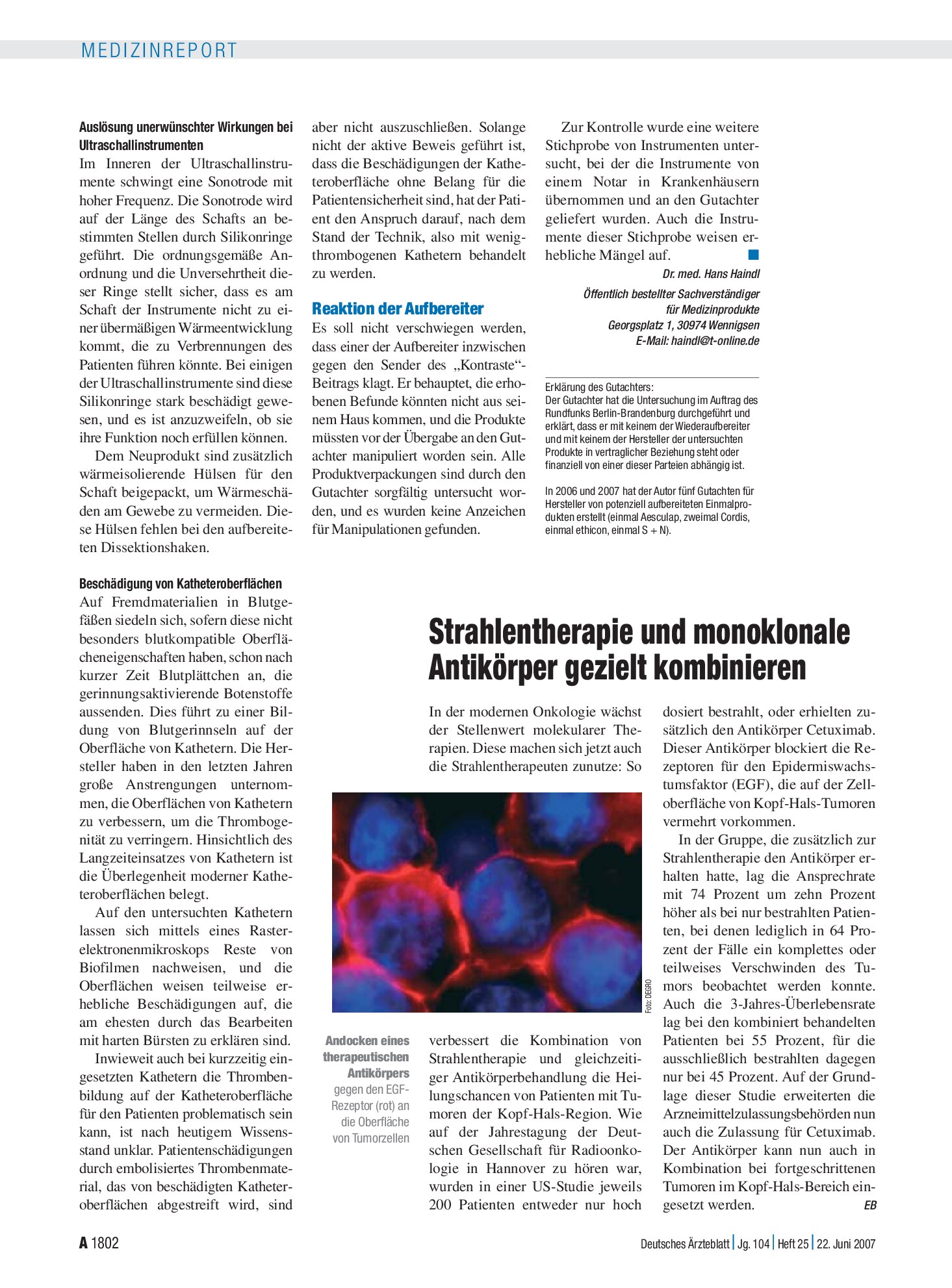 Vorschauseite 1: Strahlentherapie und monoklonale Antikörper gezielt kombinieren – Deutsches Ärzteblatt